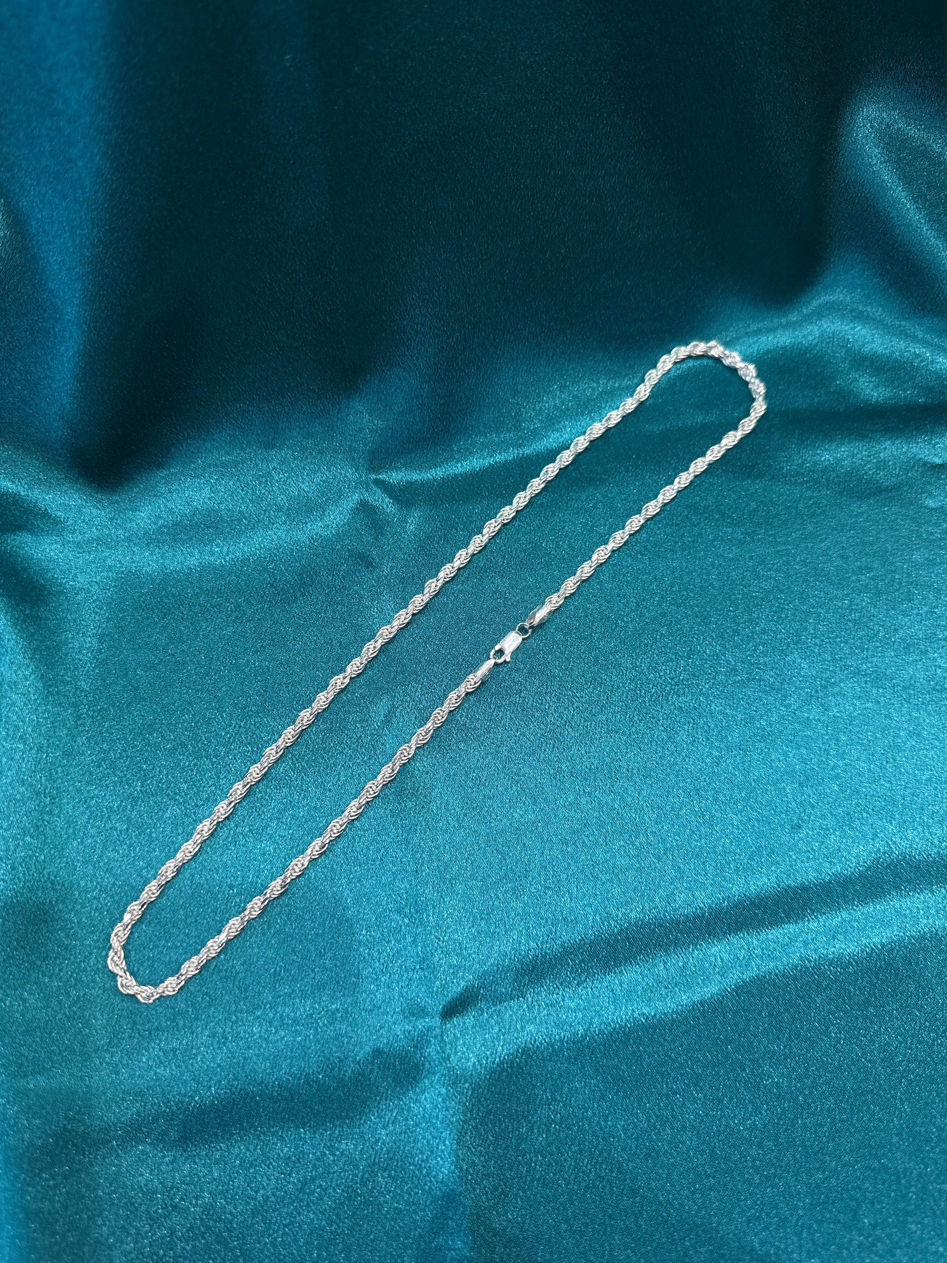 4mm Solid Rope silver chain