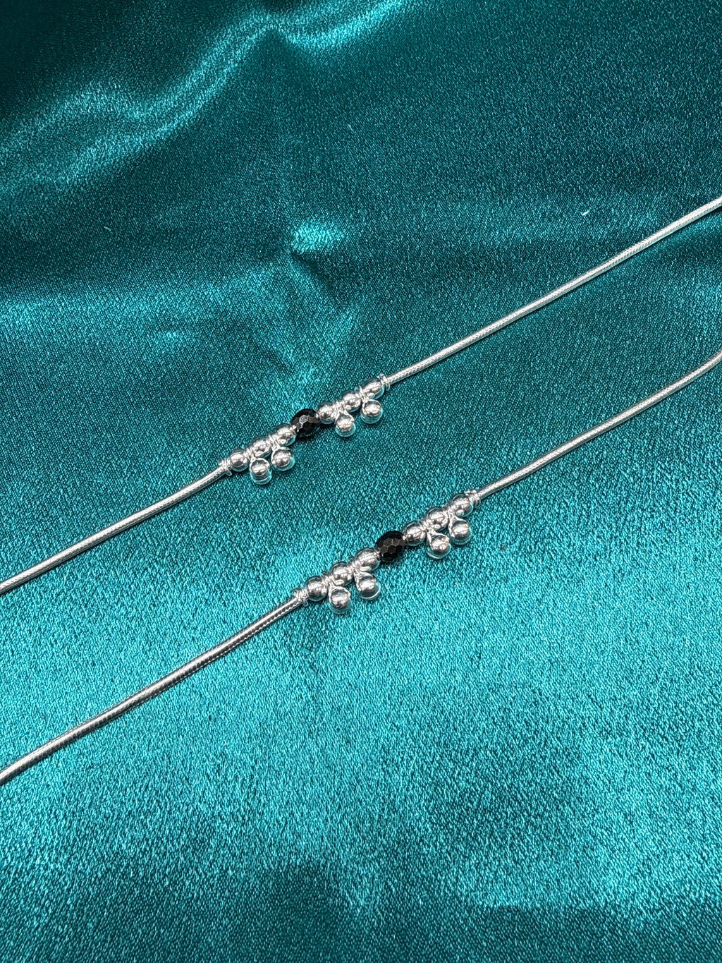 Kids fancy silver anklets (Size: 13-15 year old)