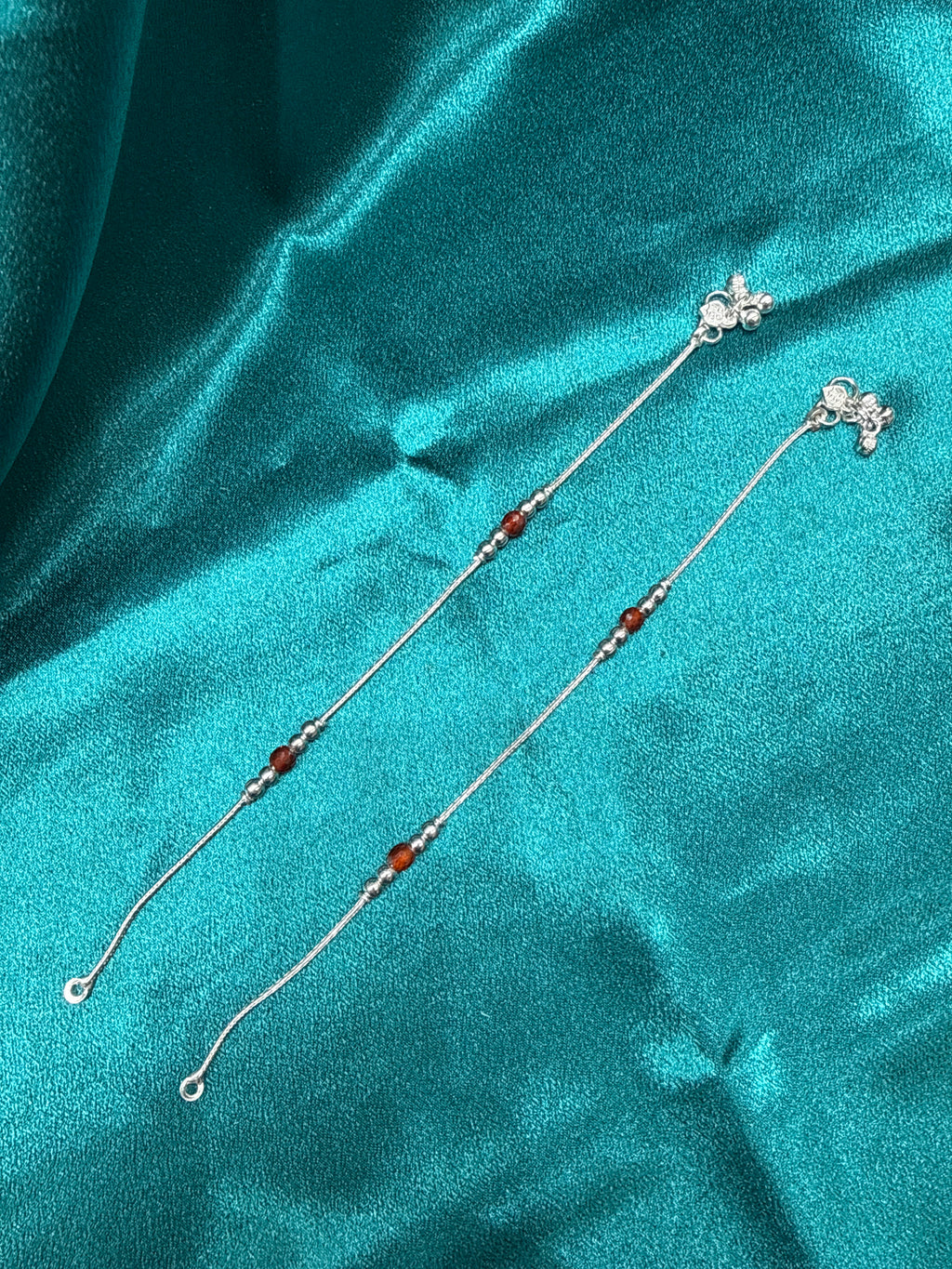 Kids fancy silver anklets (Size: 13-15 year old)