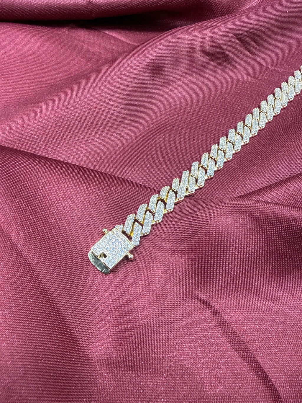 Men’s iced out silver 925 bracelet w/ CZ diamonds & gold plating (10mm)