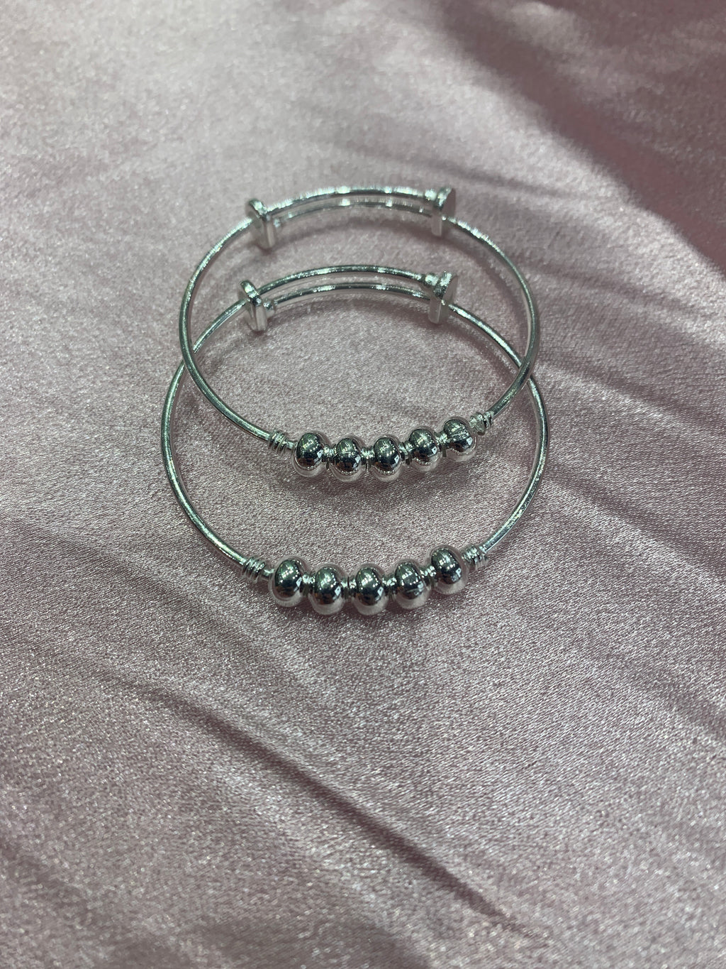 Silver baby kada with beads