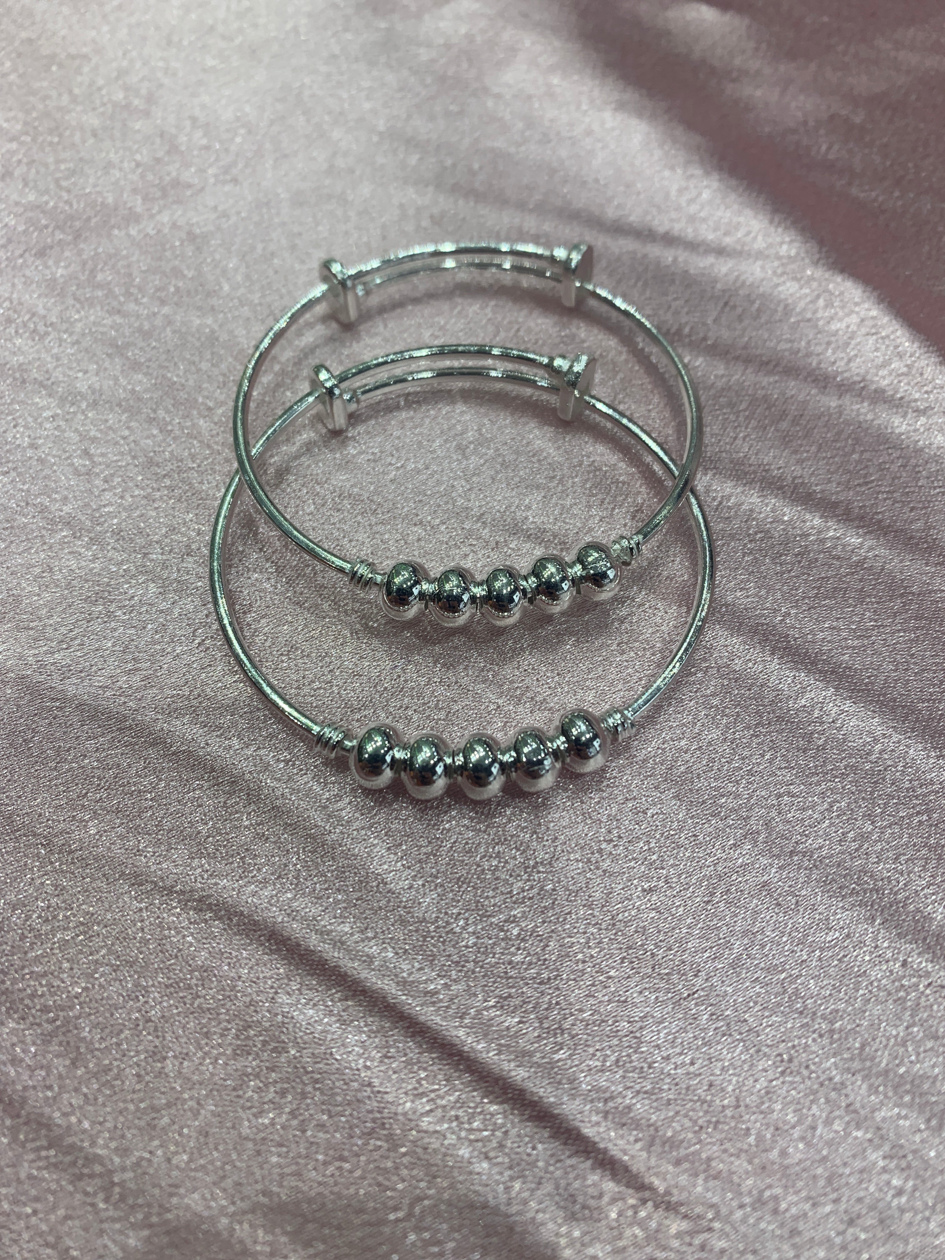 Silver baby kada with beads