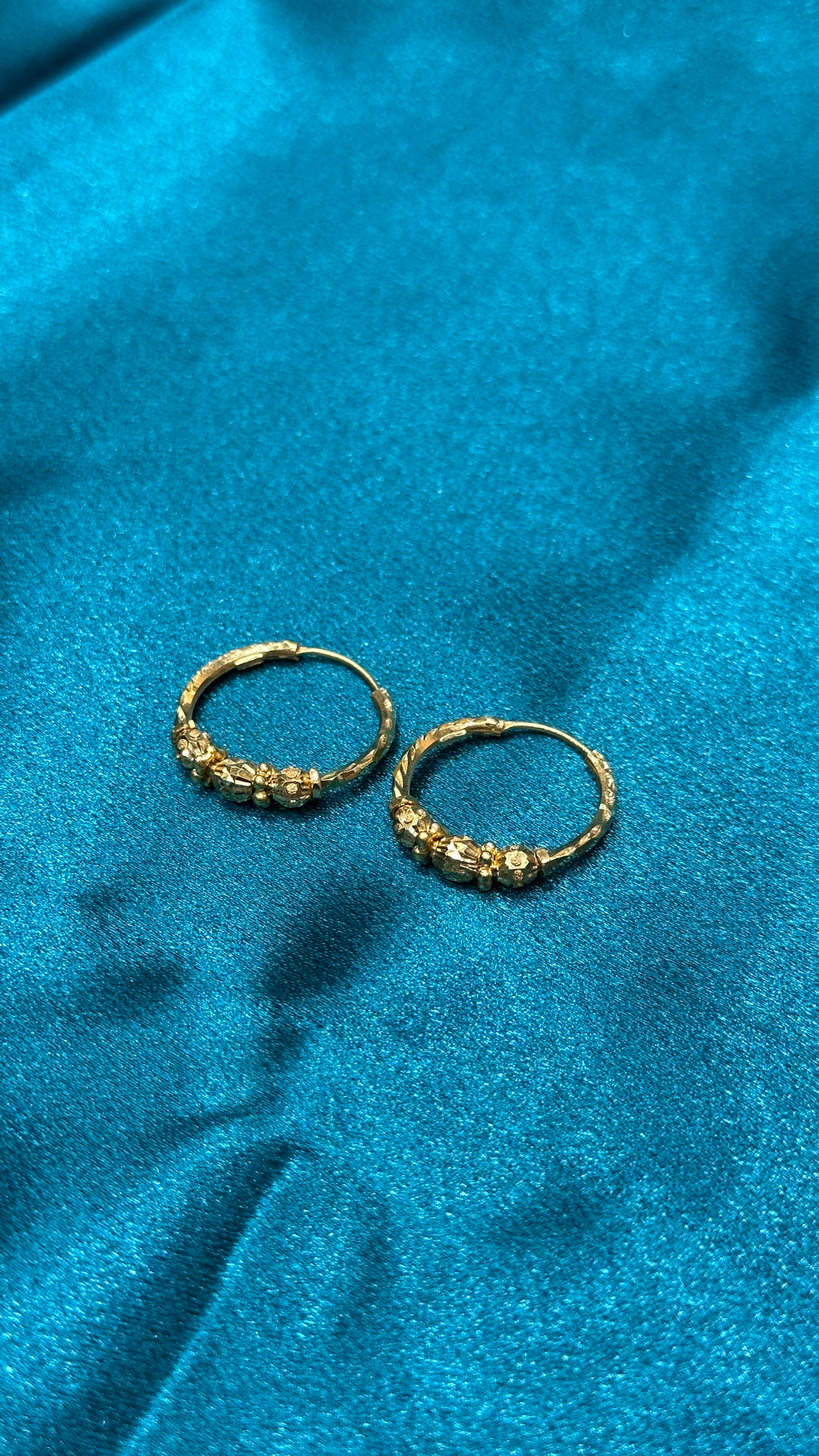 22K Gold Hoops With Designer Beads