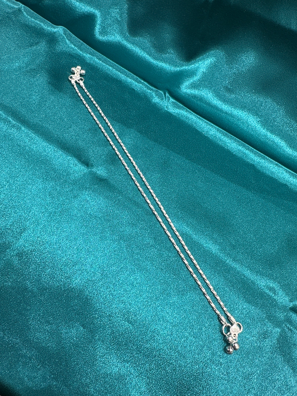 Fancy Lightweight Silver Anklets In a Twisted Rope Design
