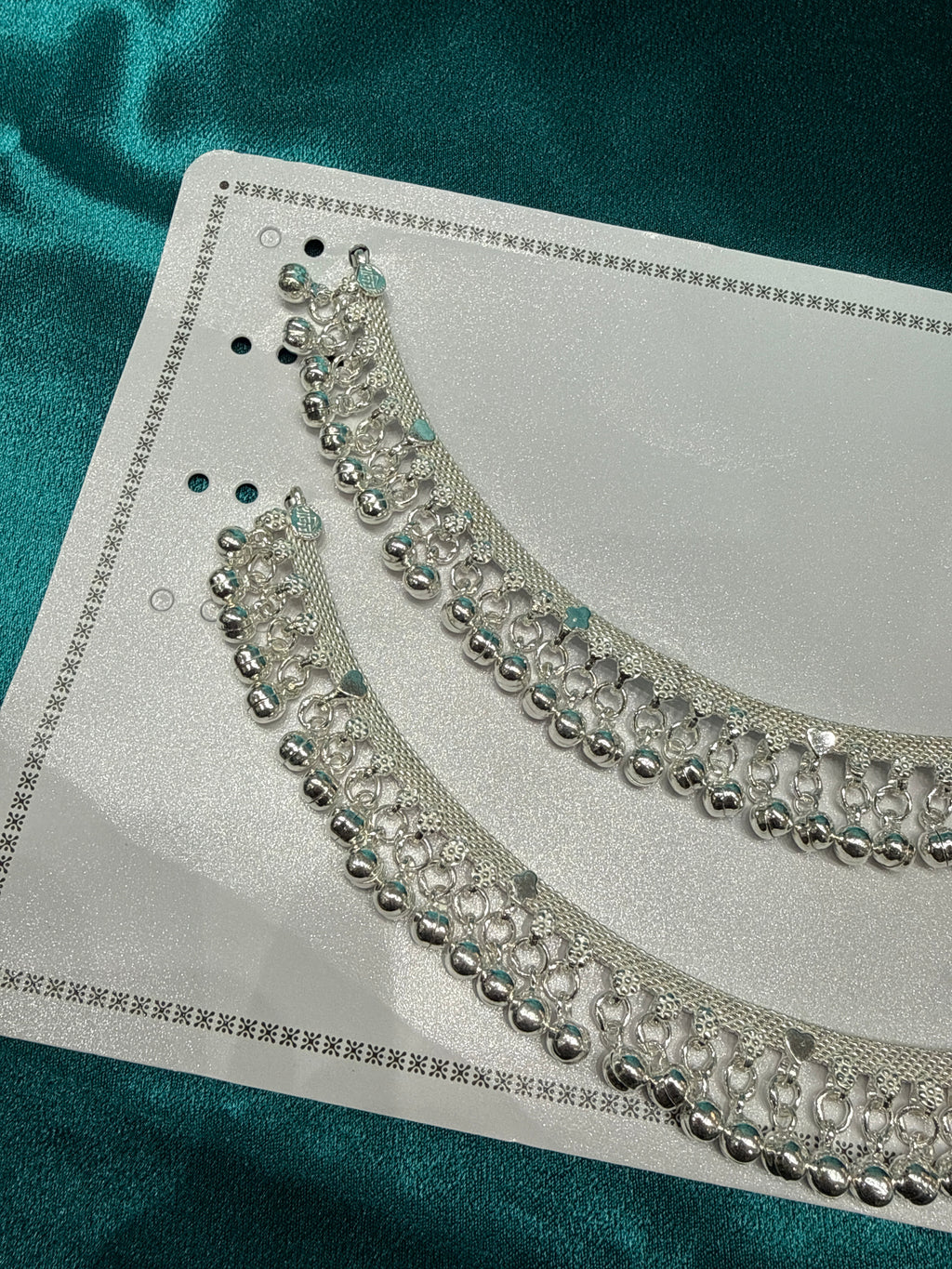 Traditional heavy silver anklet with bells hanging
