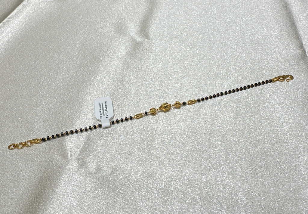 22K Black Bead Gold Bracelet
