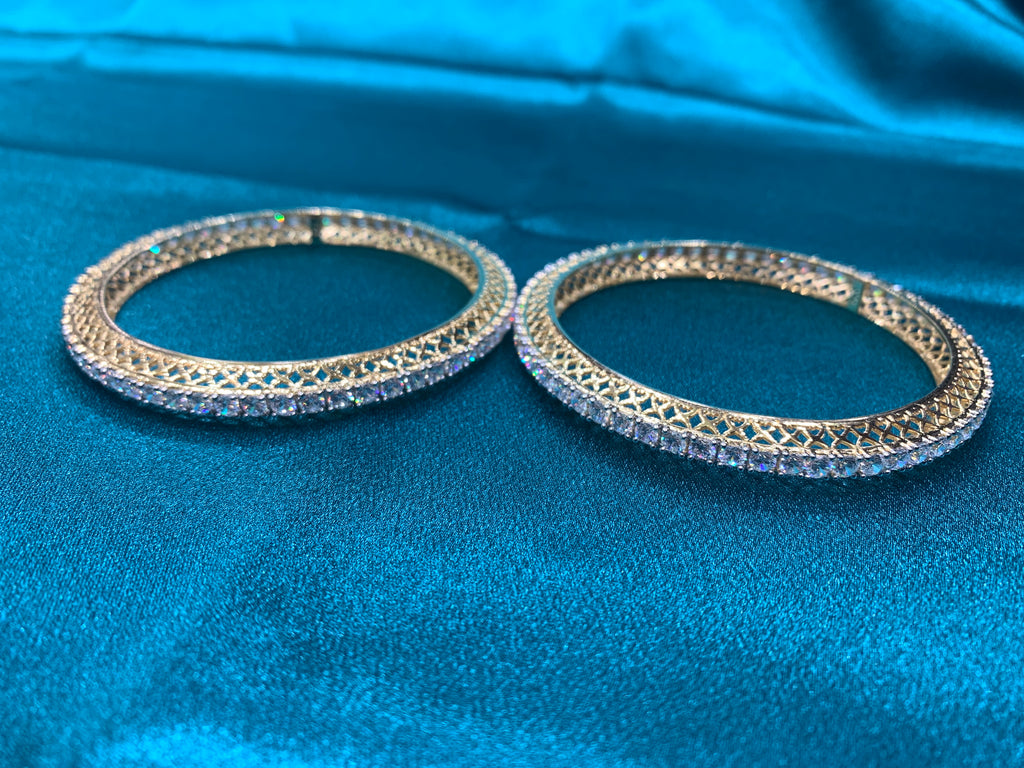 Dazzling Gold plated silver bangles with CZ diamond
