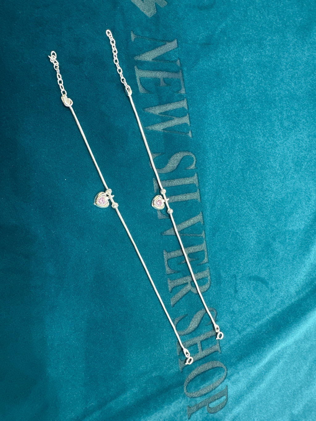 Kids fancy silver anklets (Size: 6-9 year old)
