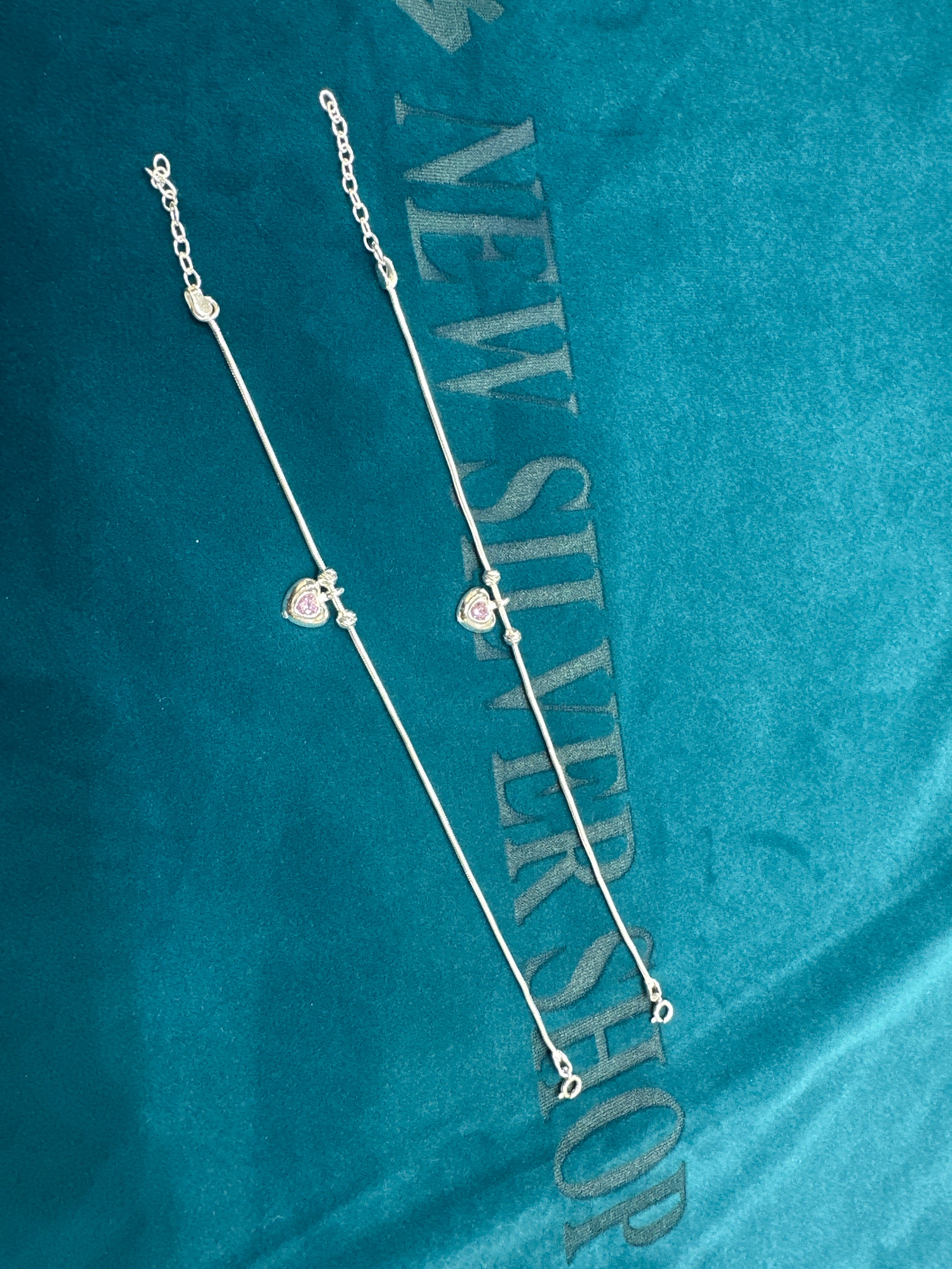 Kids fancy silver anklets (Size: 6-9 year old)
