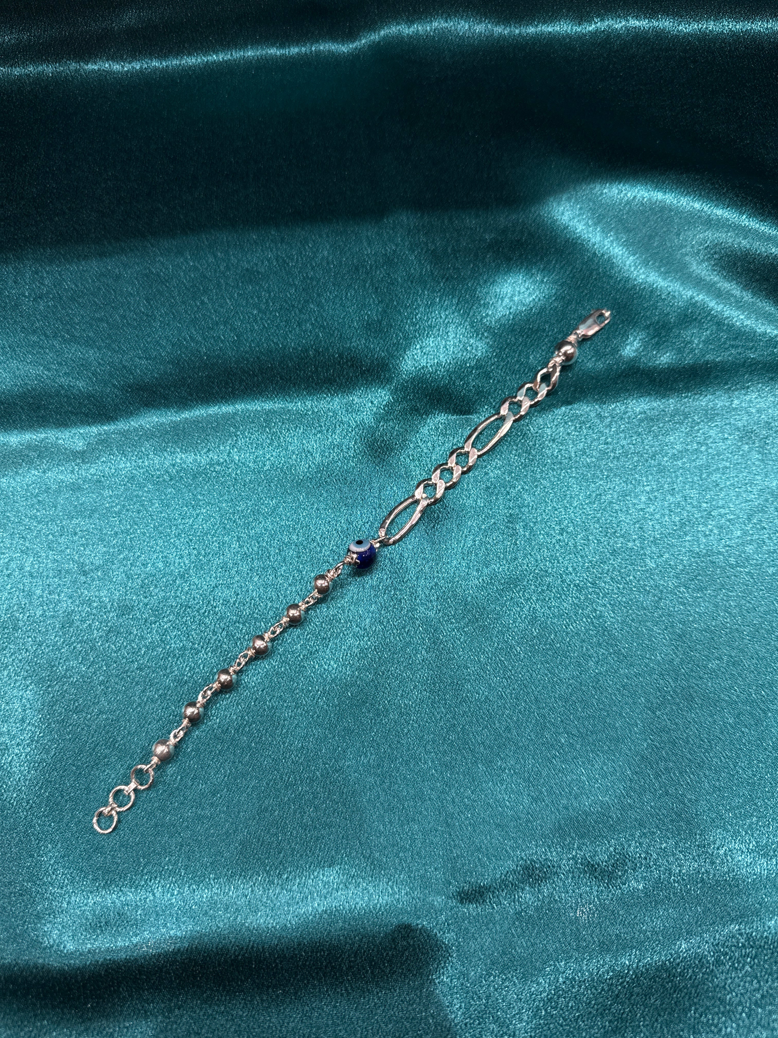 Men’s Evil Eye Figoro Link Silver 925 Bracelet (8mm)