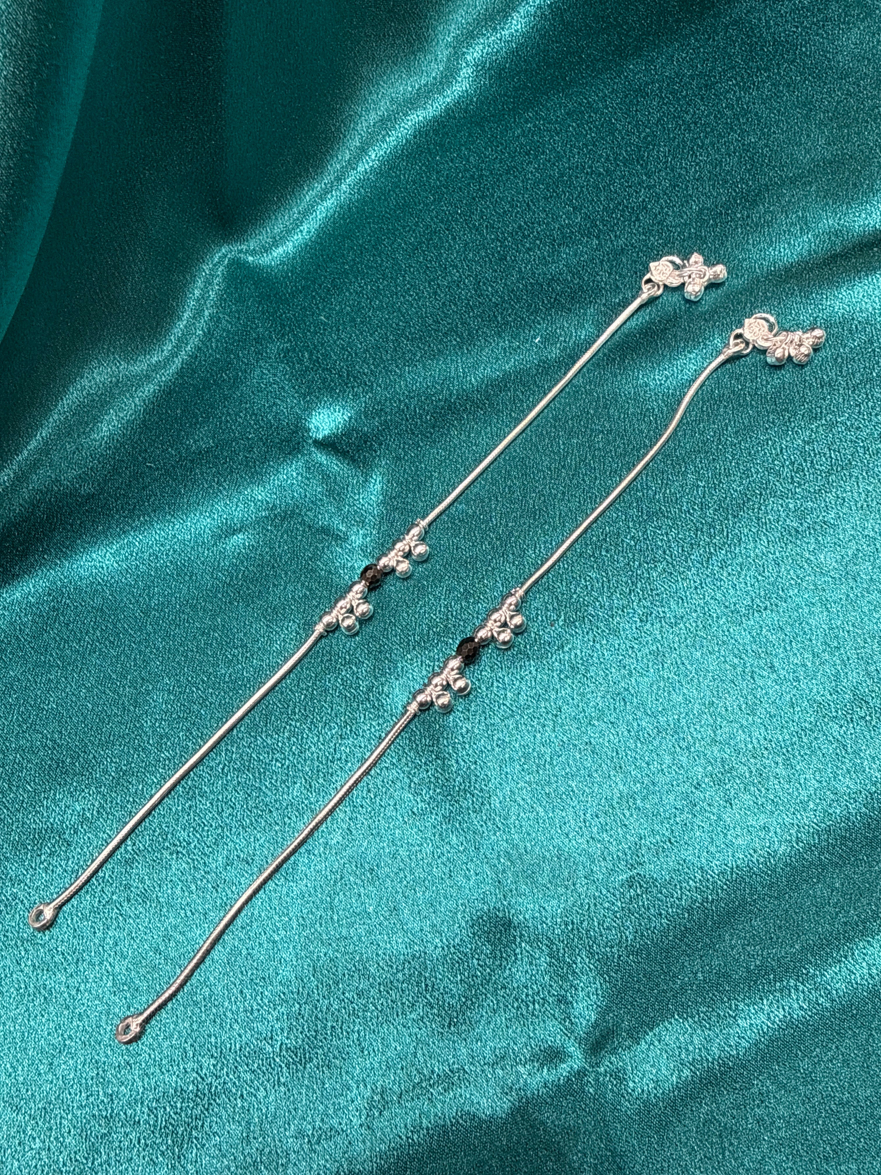 Kids fancy silver anklets (Size: 13-15 year old)