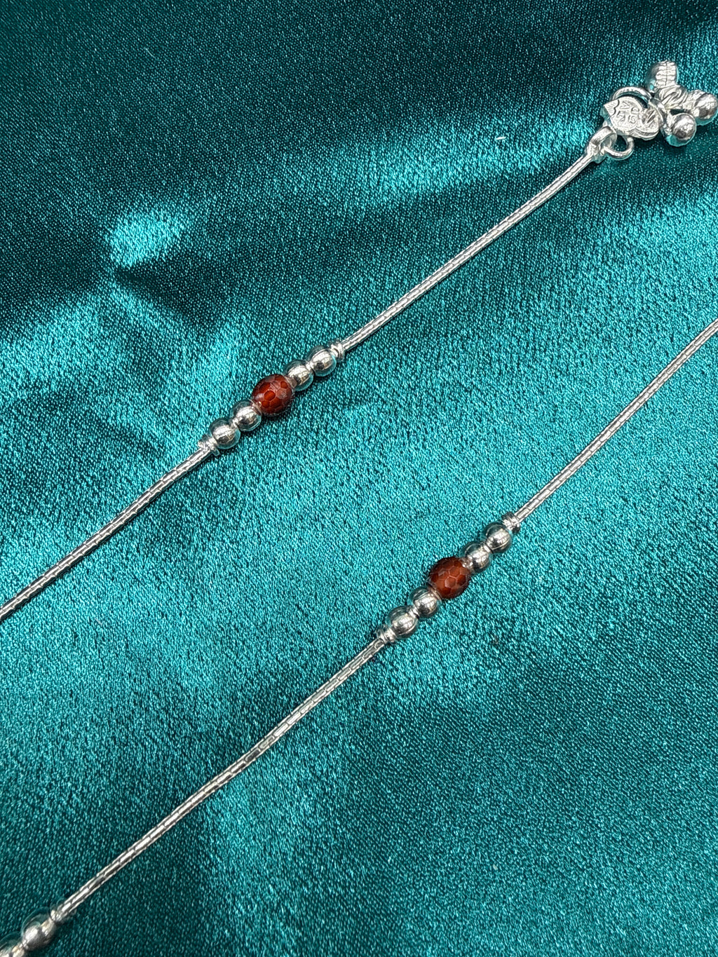 Kids fancy silver anklets (Size: 13-15 year old)