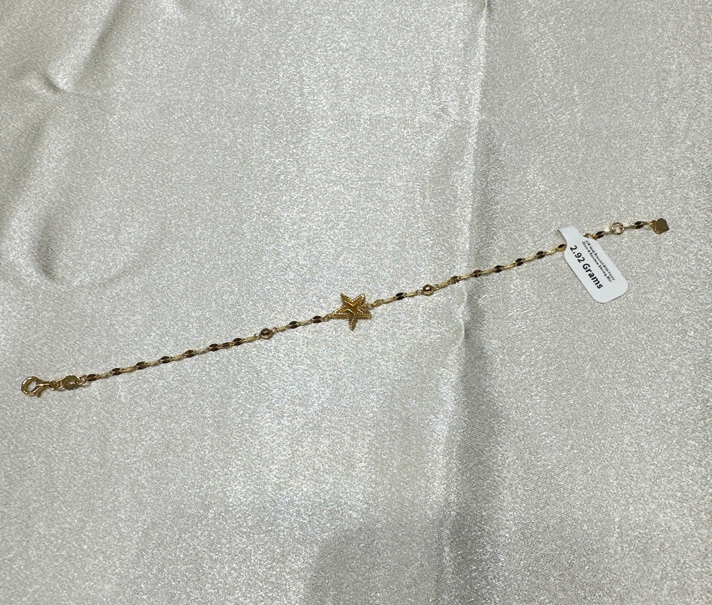 22K Gold Bracelet With Fancy Chain & Rainbow Shining Star