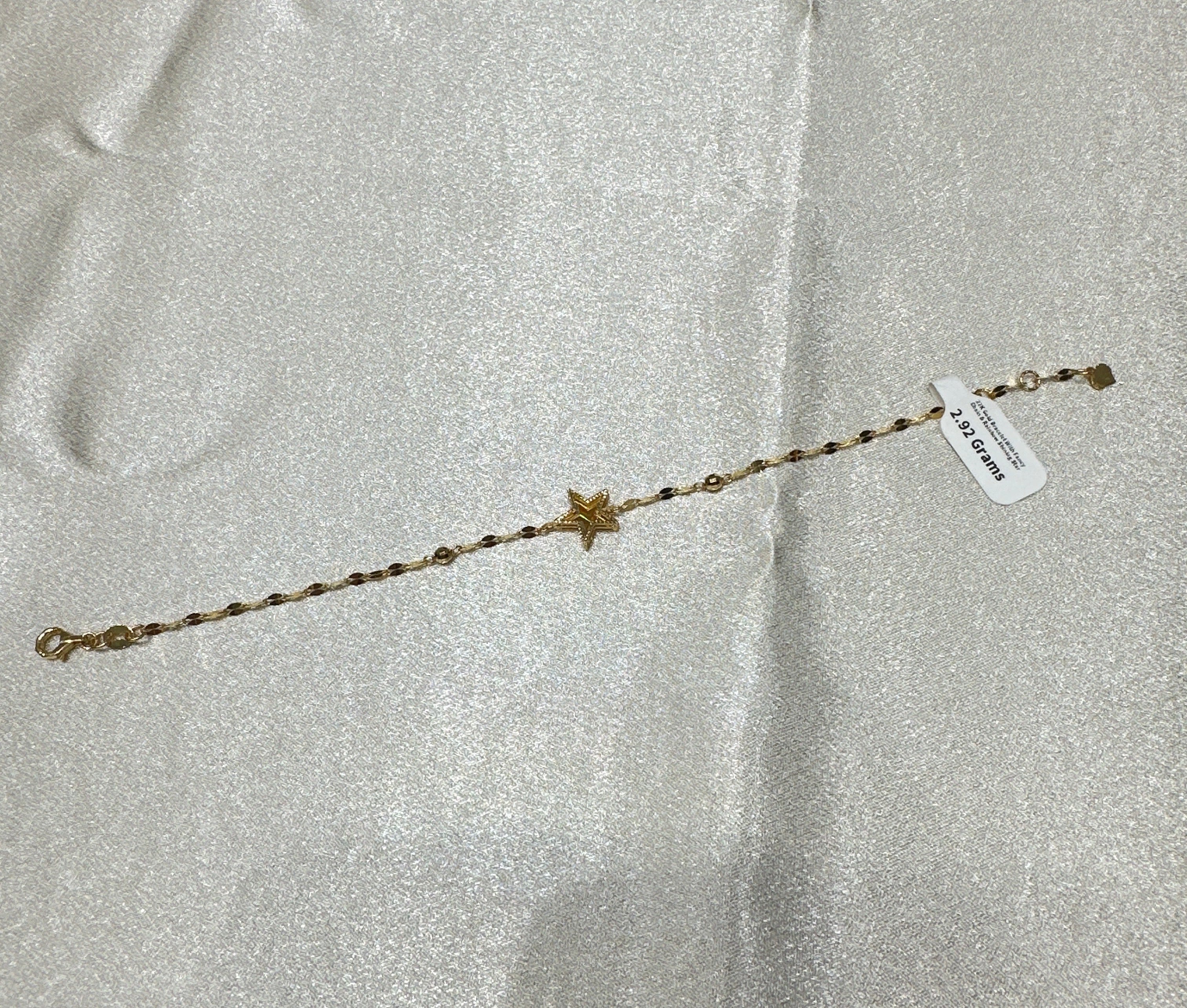 22K Gold Bracelet With Fancy Chain & Rainbow Shining Star