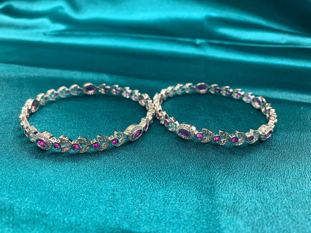 Elegant CZ diamond bangles with purple stone and white CZ diamond