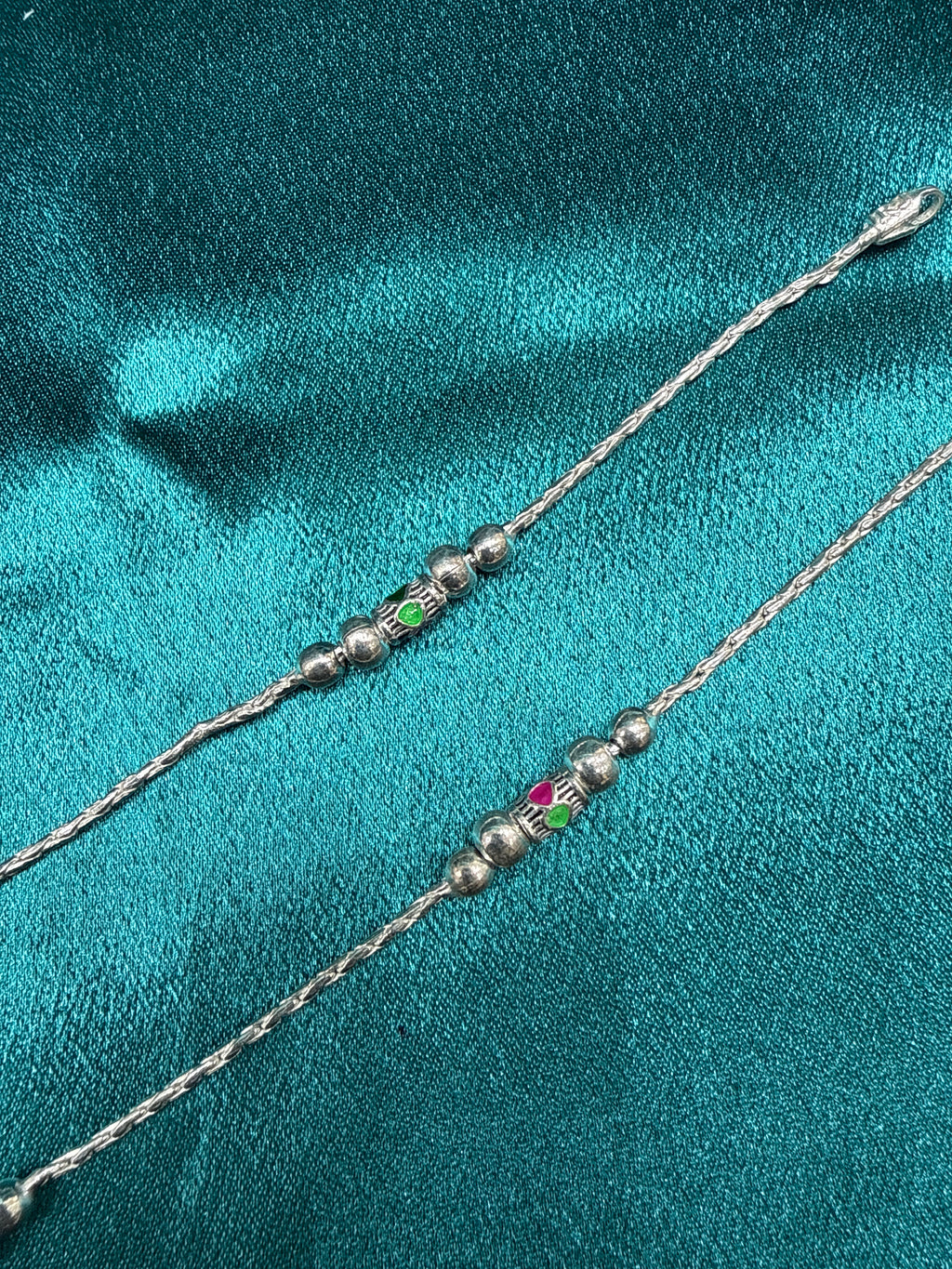 Kids fancy silver anklets (Size: 13-15 year old)