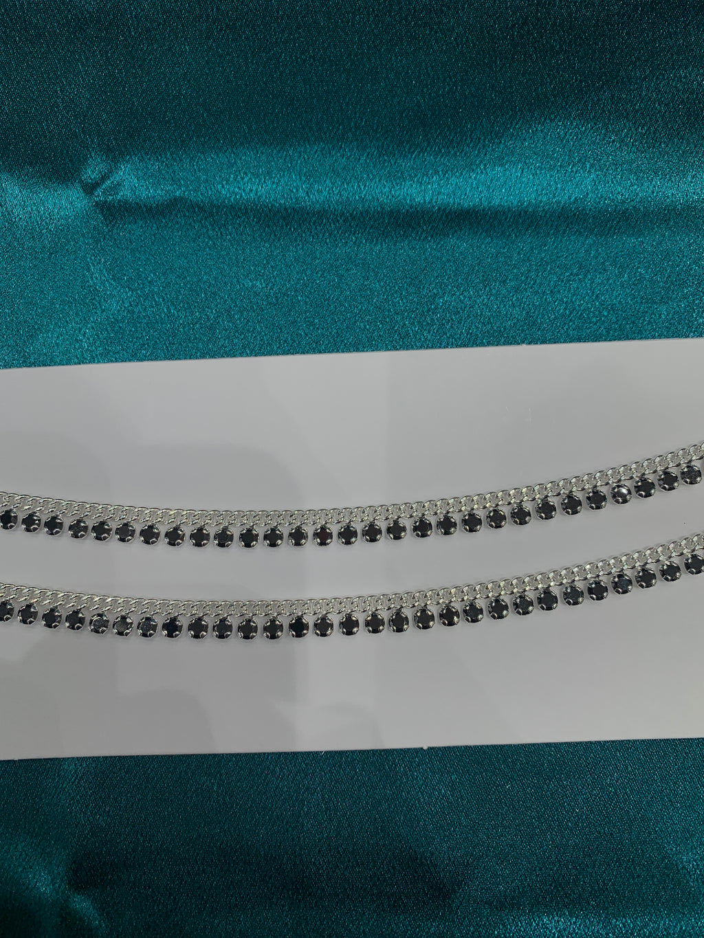 Fancy silver anklets with black CZ diamonds in sequence