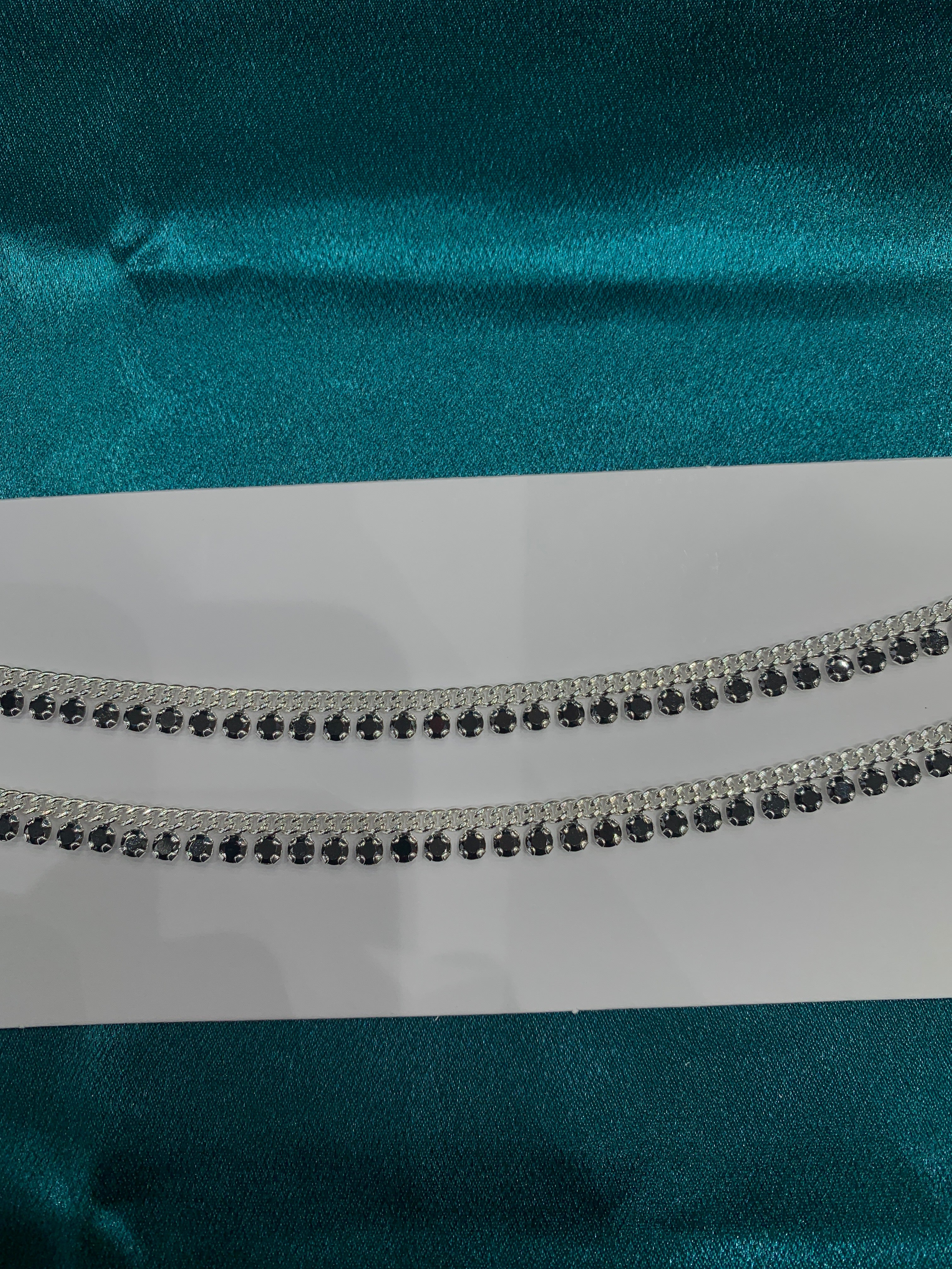 Fancy silver anklets with black CZ diamonds in sequence