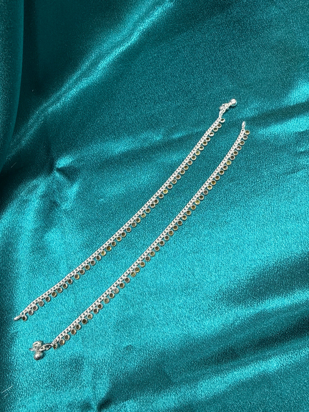 Kids fancy silver anklets (Size: 10-12 year old)