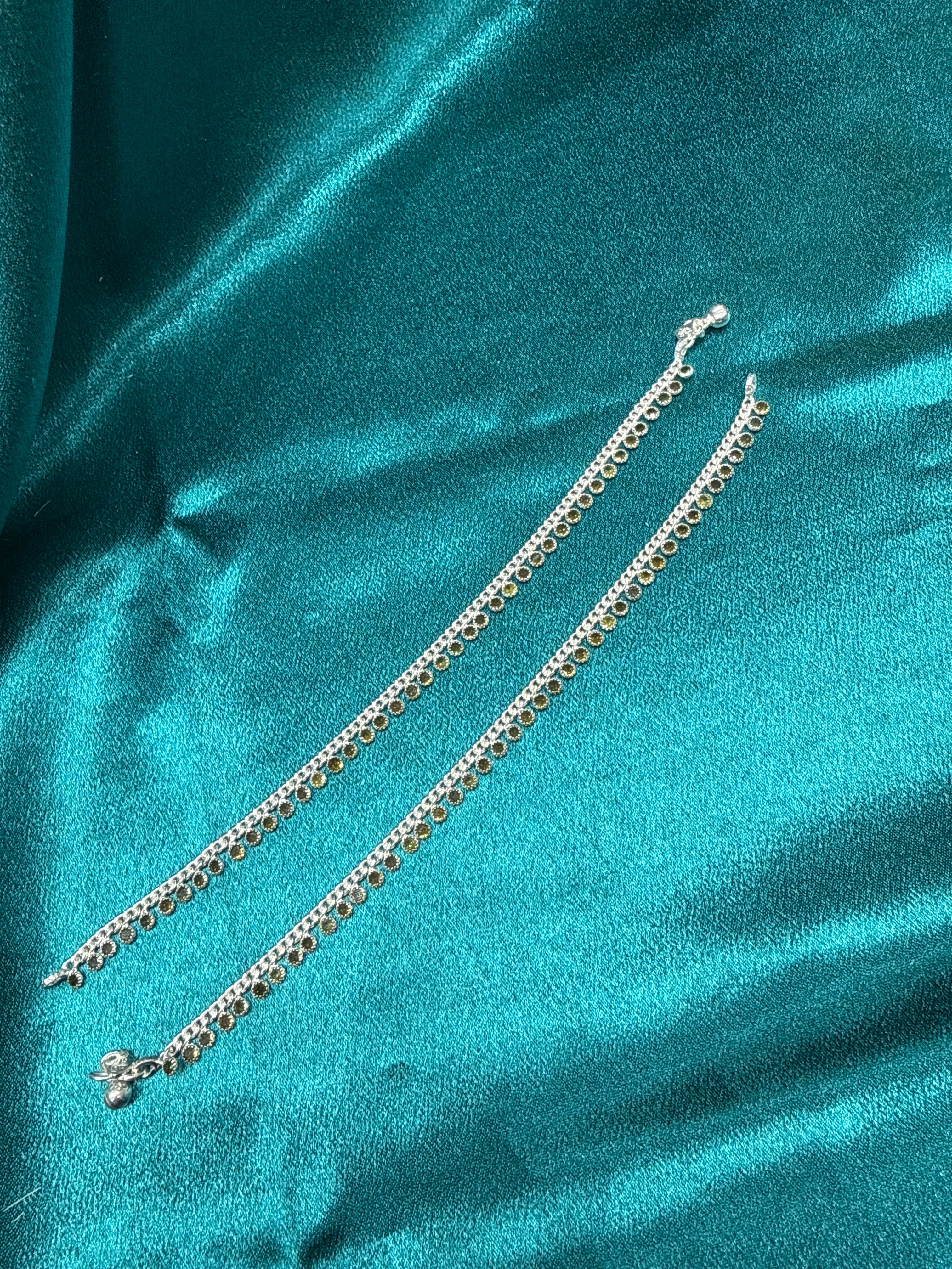 Kids fancy silver anklets (Size: 10-12 year old)