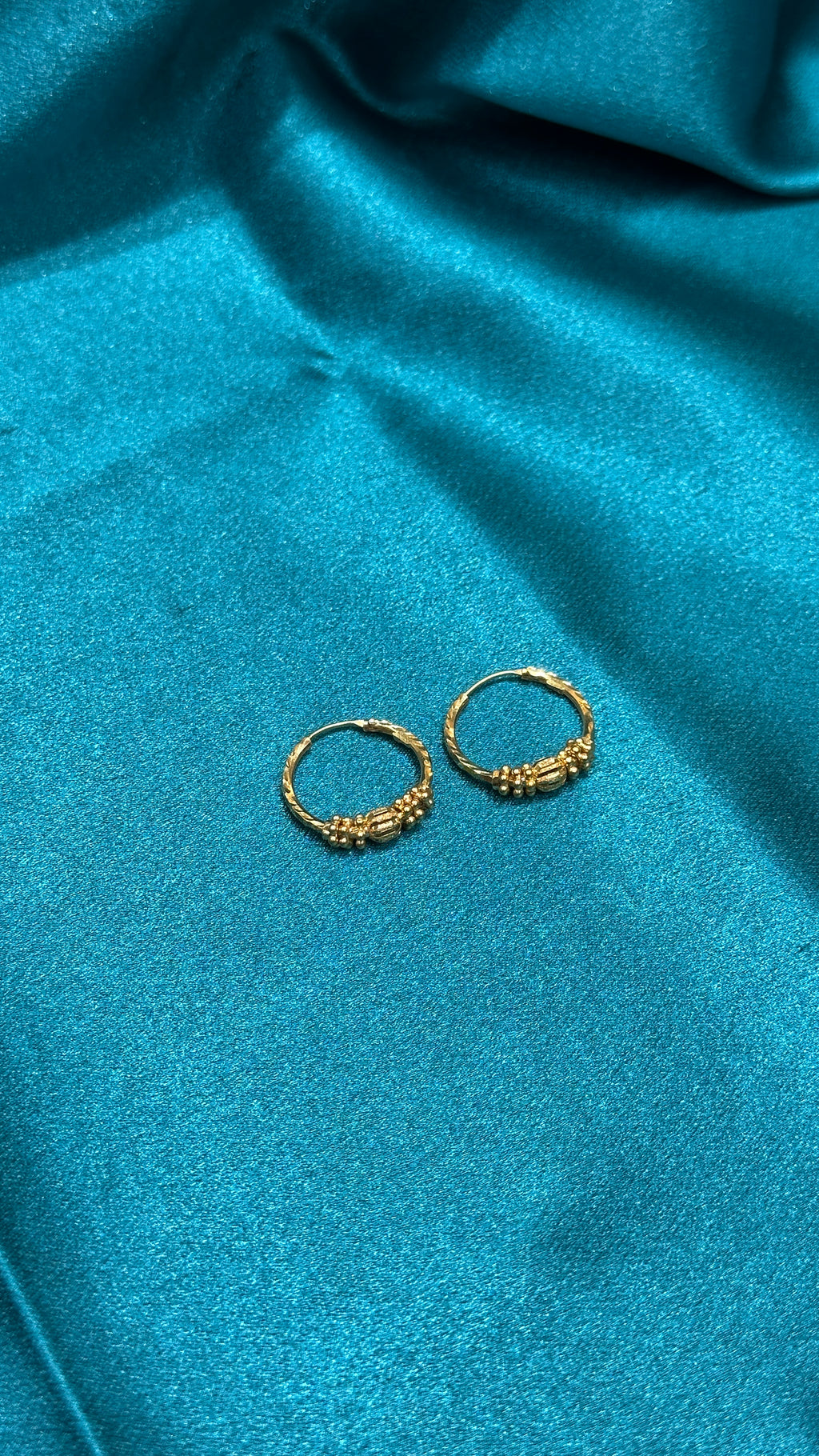 22K Gold Hoops With Designer Beads & Balls