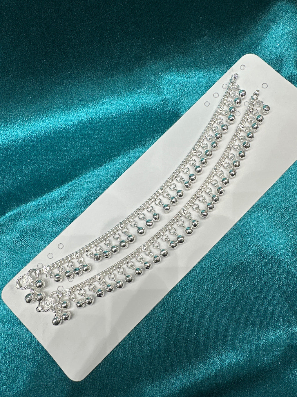 Kids fancy silver anklets (Size: 12-13 year old)