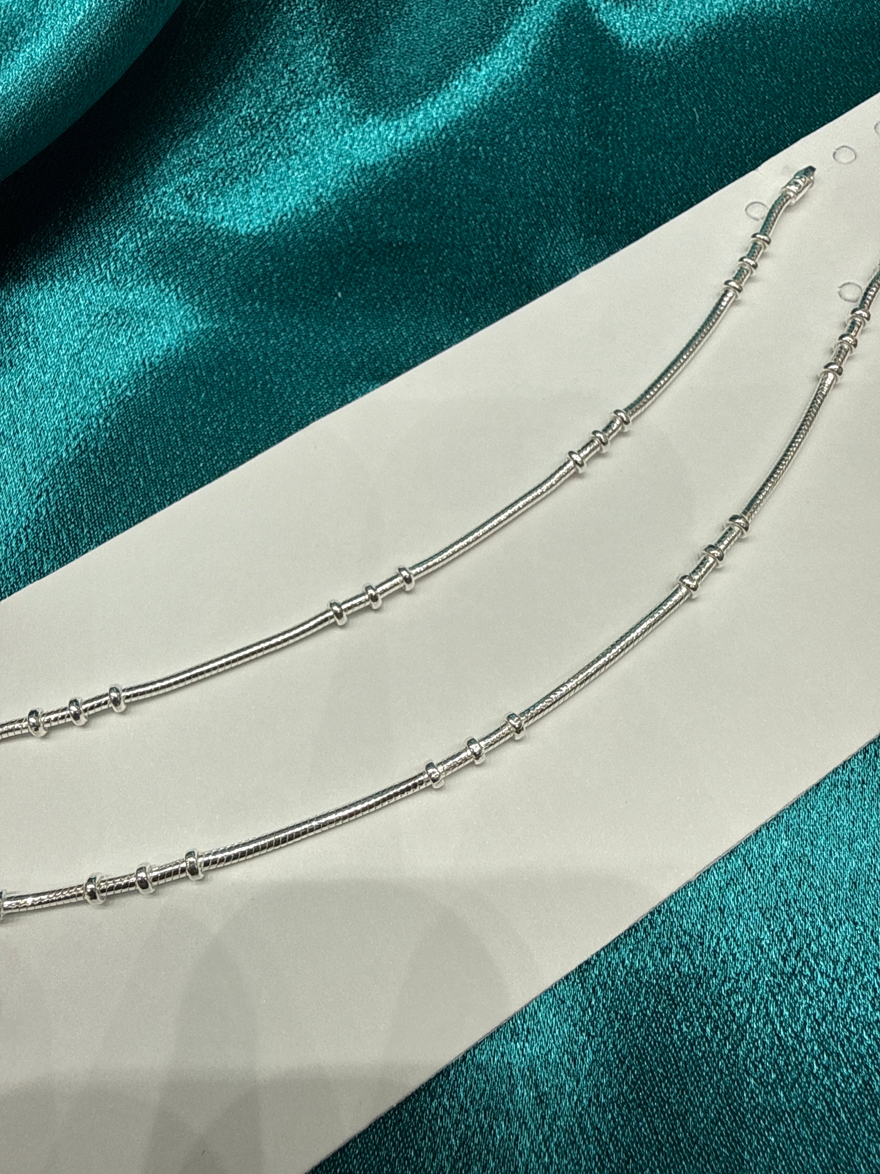 Kids fancy silver anklets (Size: 2-3 year old)