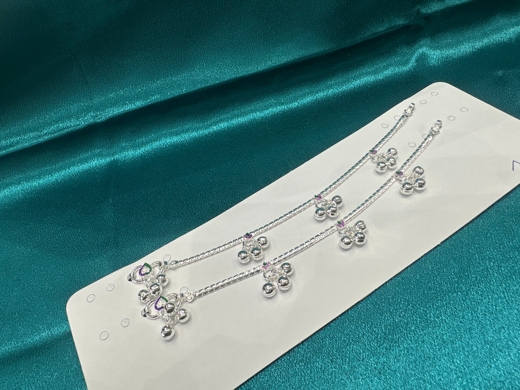 Fancy Silver baby anklet(Size: 6-9 year old)