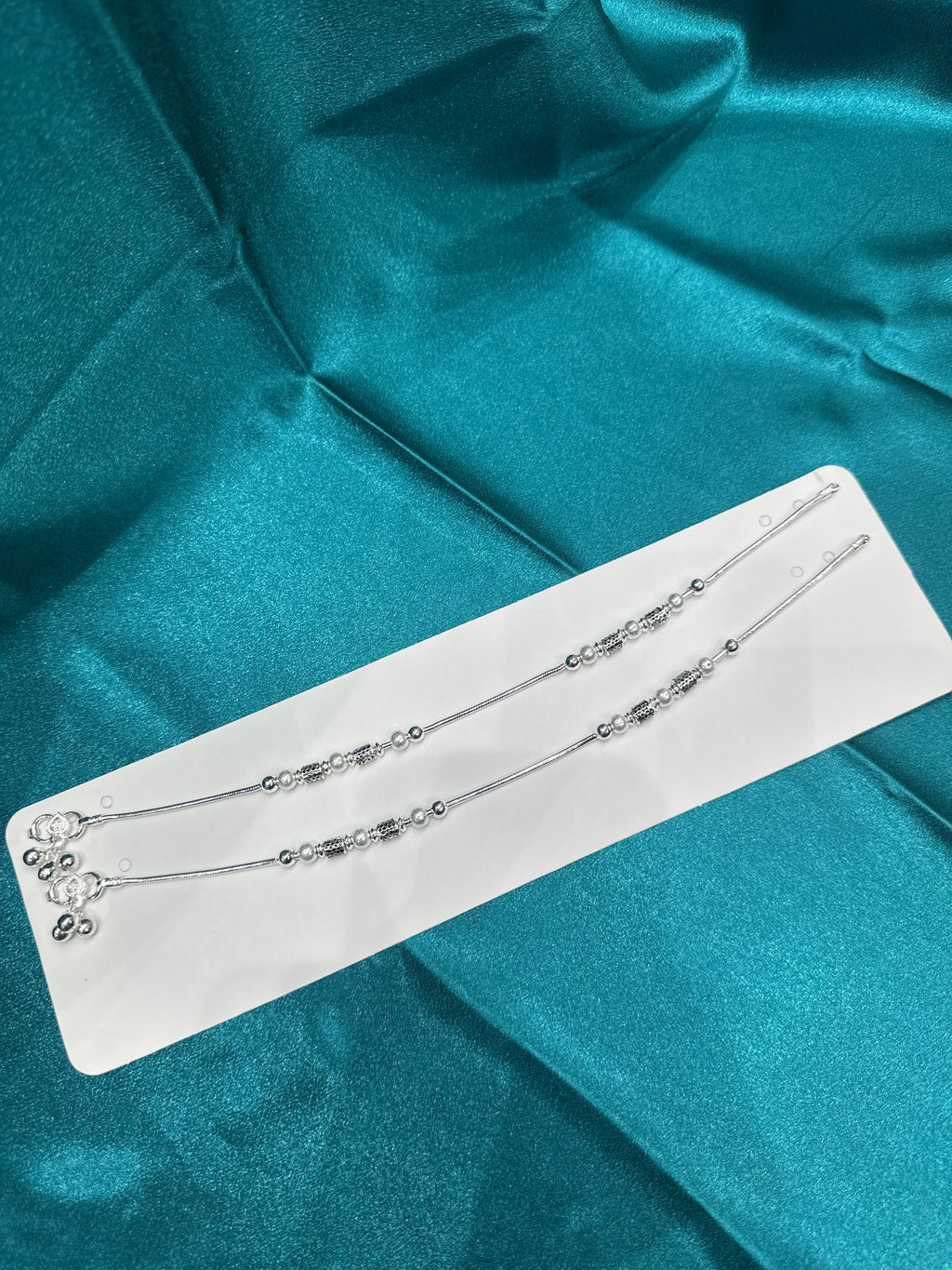 Fancy Silver Anklets With Beads With Small Amount of Black