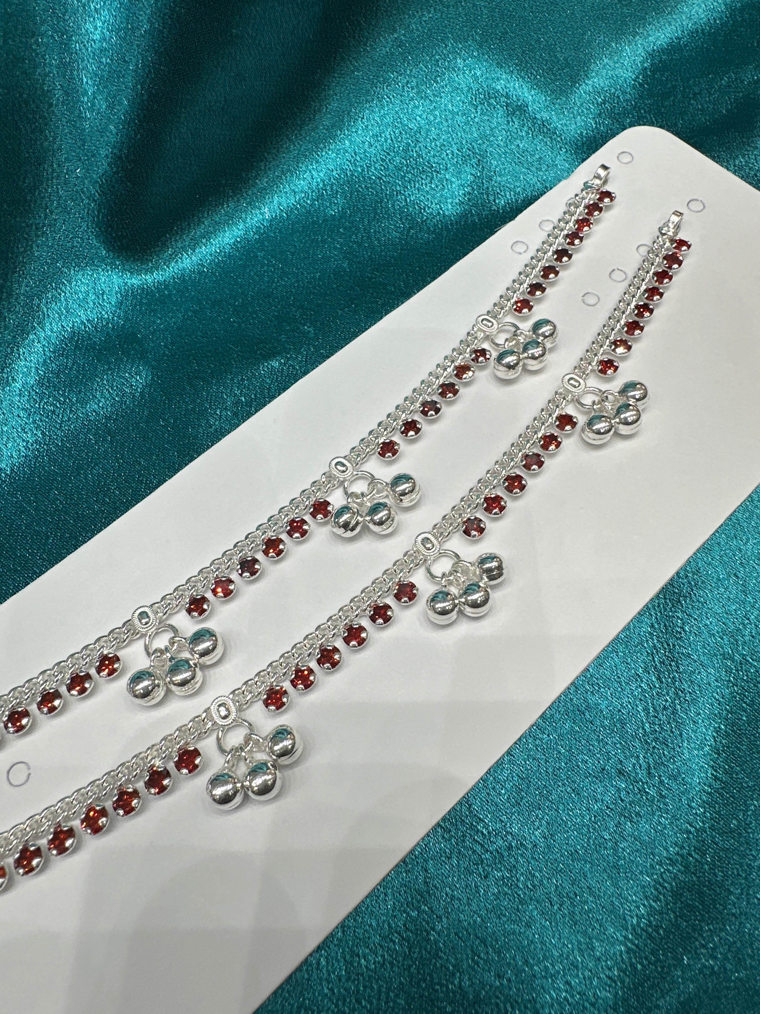 Kids fancy silver anklets (Size: 12-13 year old)