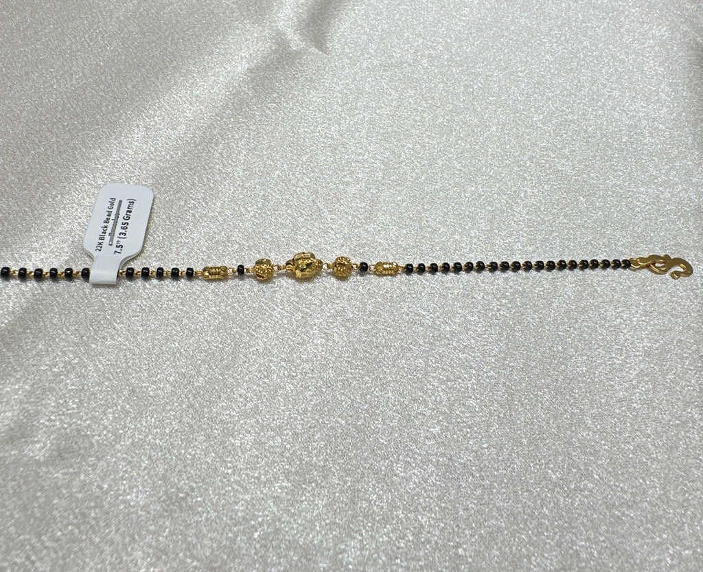22K Black Bead Gold Bracelet