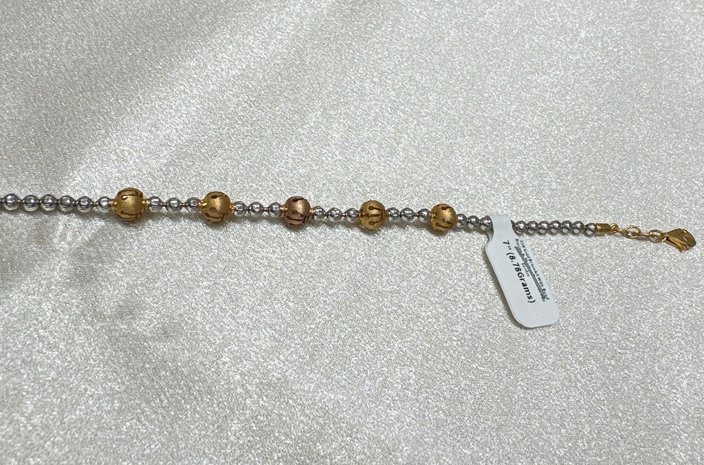 22K Gold Bracelet With Bead Design & Thicker Beads In The Centre