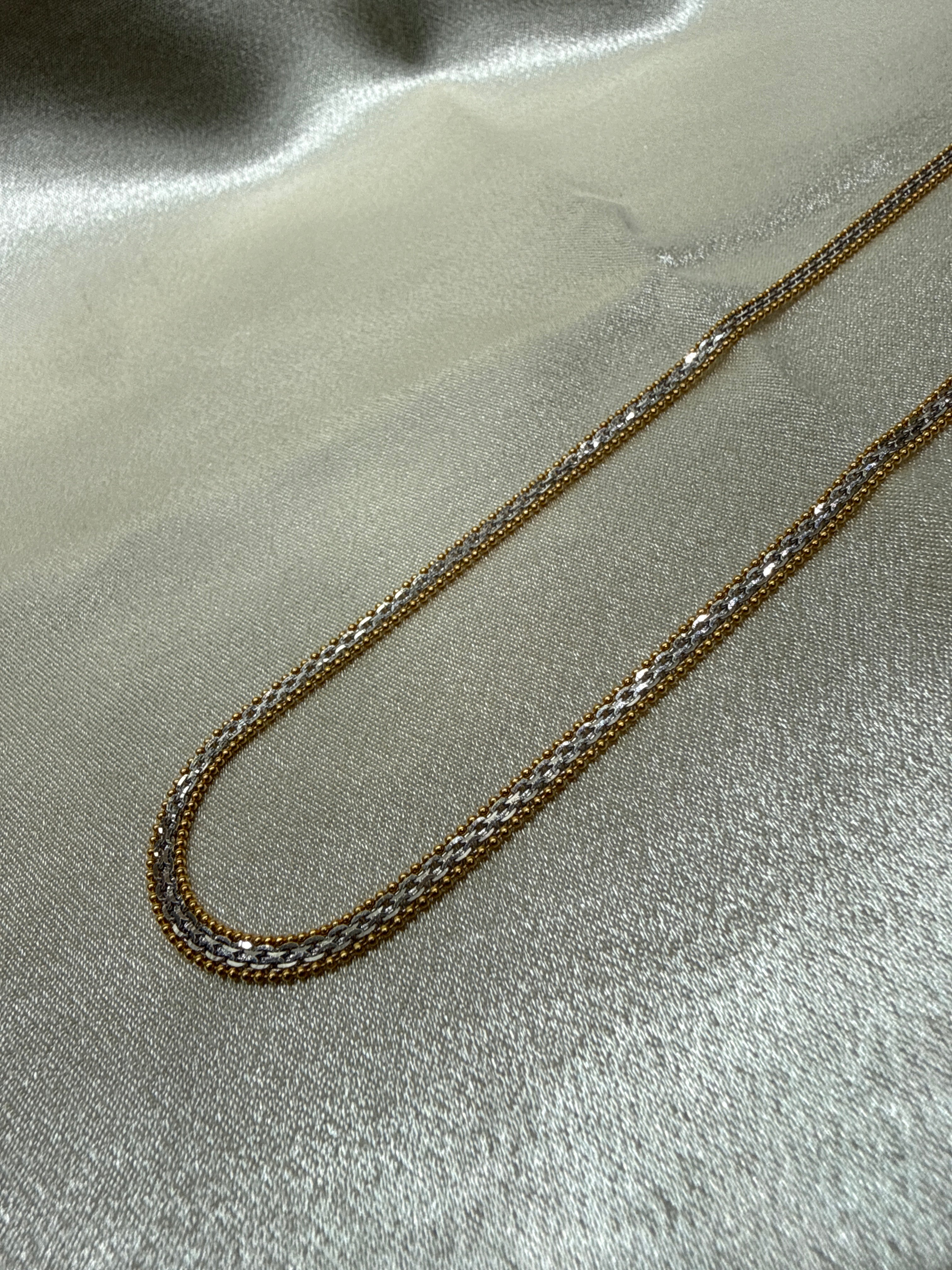22K Gold Chain Two Tone (Flat Popcorn Design)
