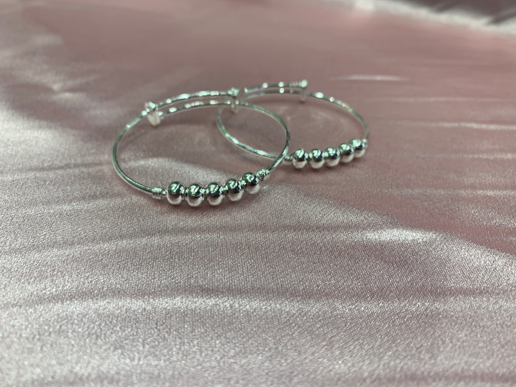 Silver baby kada with beads
