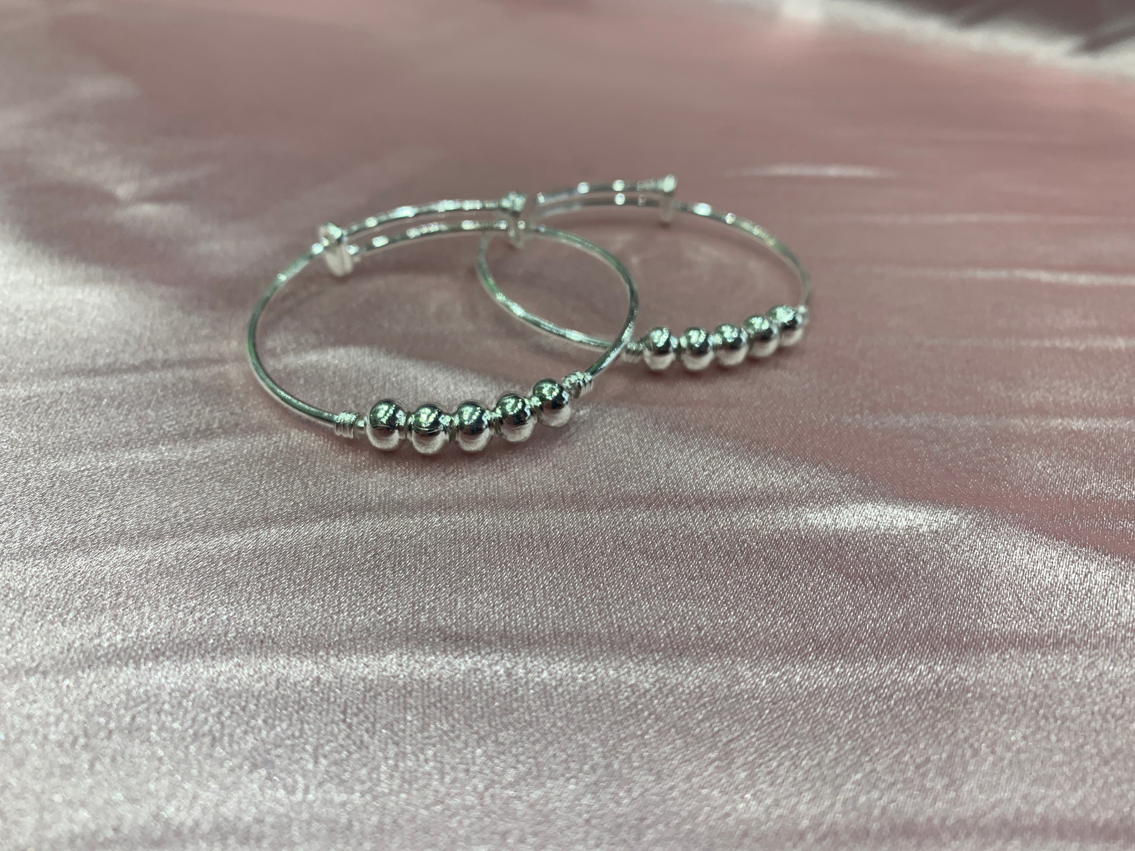 Silver baby kada with beads