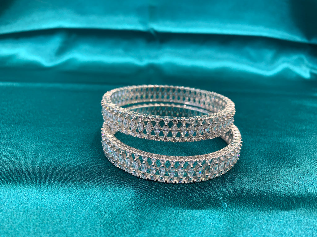 Elegant CZ diamond silver bangles with high quality White CZ diamonds