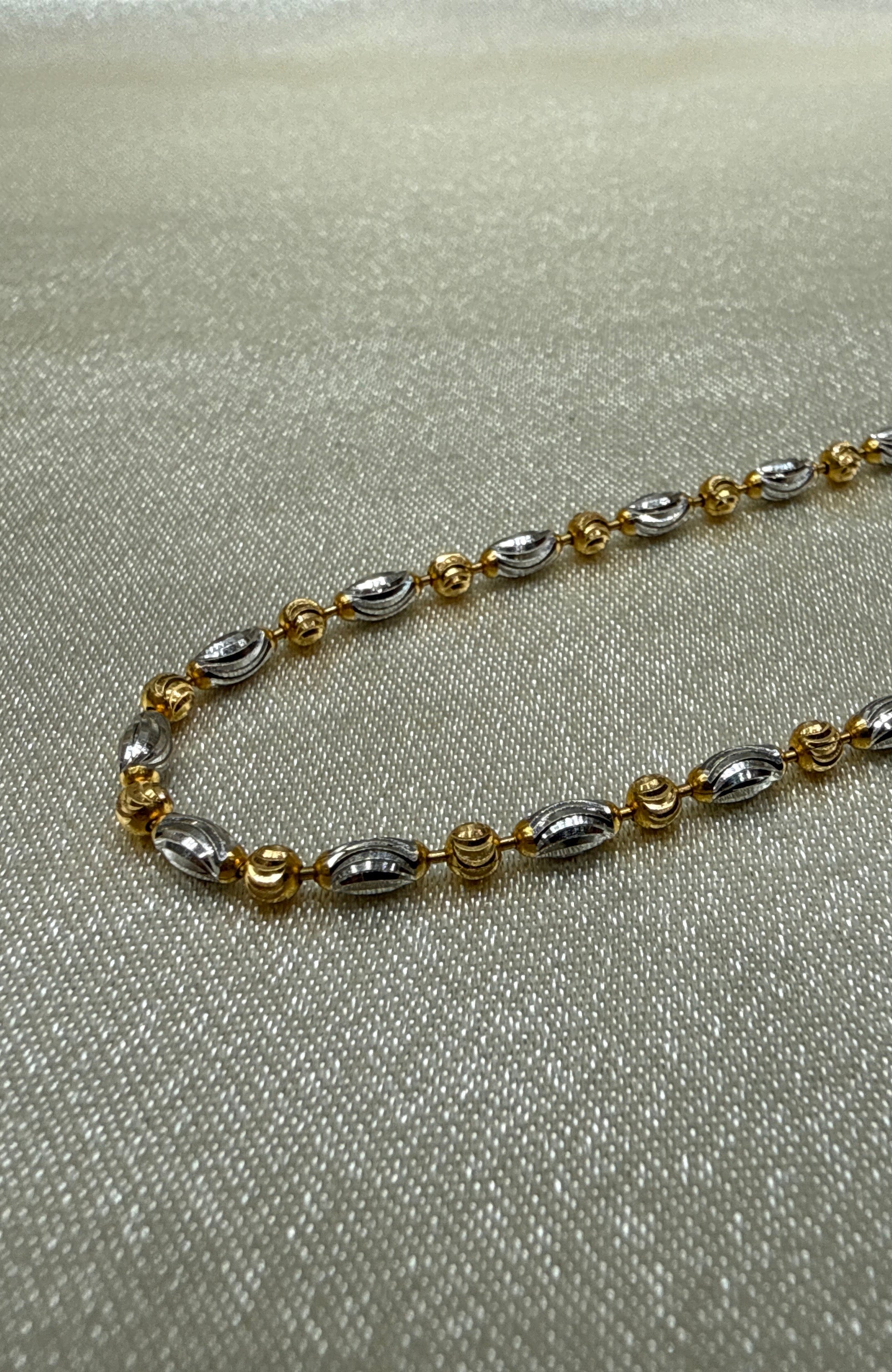 22K Gold Chain Two Tone Finish (Bead Design)