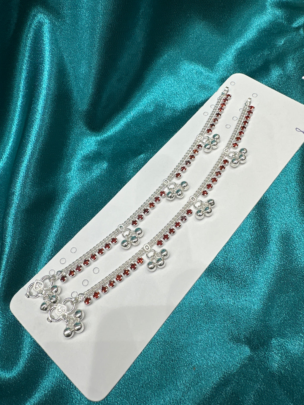 Kids fancy silver anklets (Size: 12-13 year old)