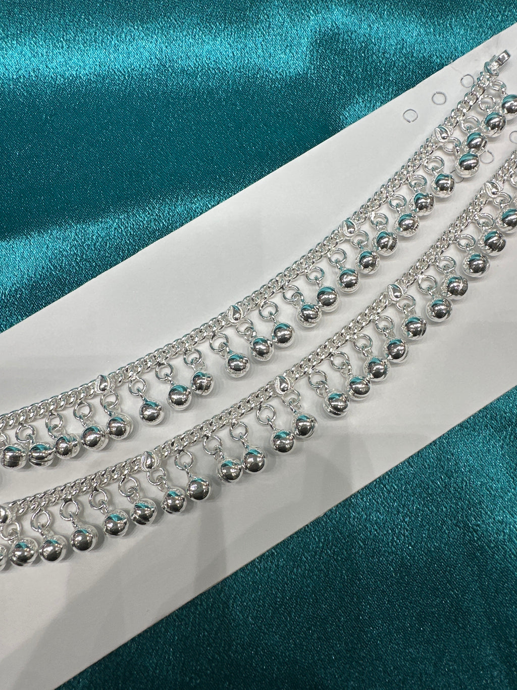Kids fancy silver anklets (Size: 12-13 year old)