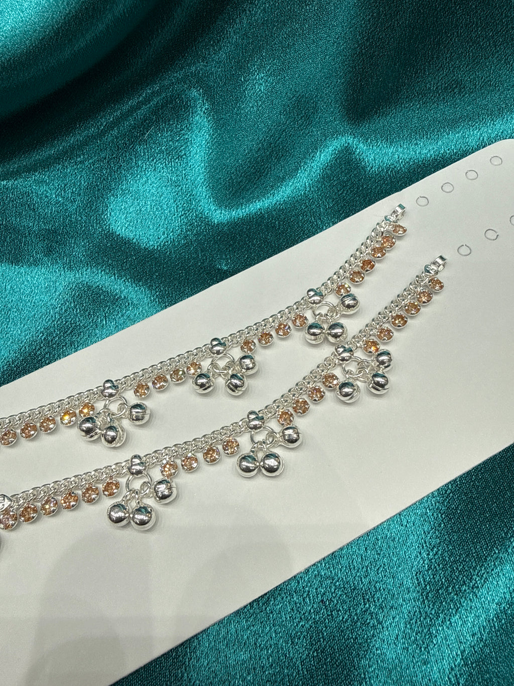 Kids fancy silver anklets (Size: 2-3 year old)