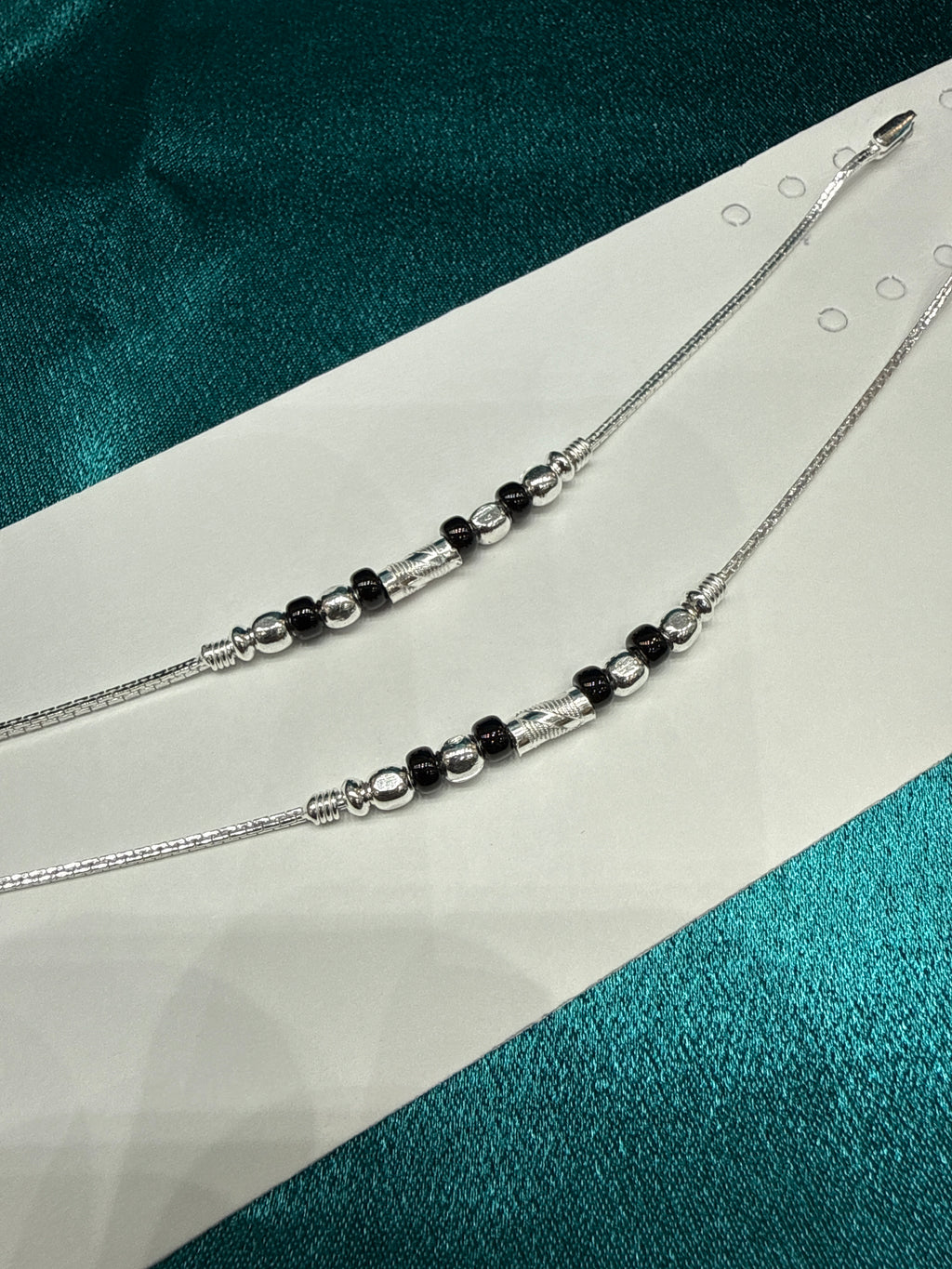 Kids fancy silver anklets (Size: 6-9 year old)