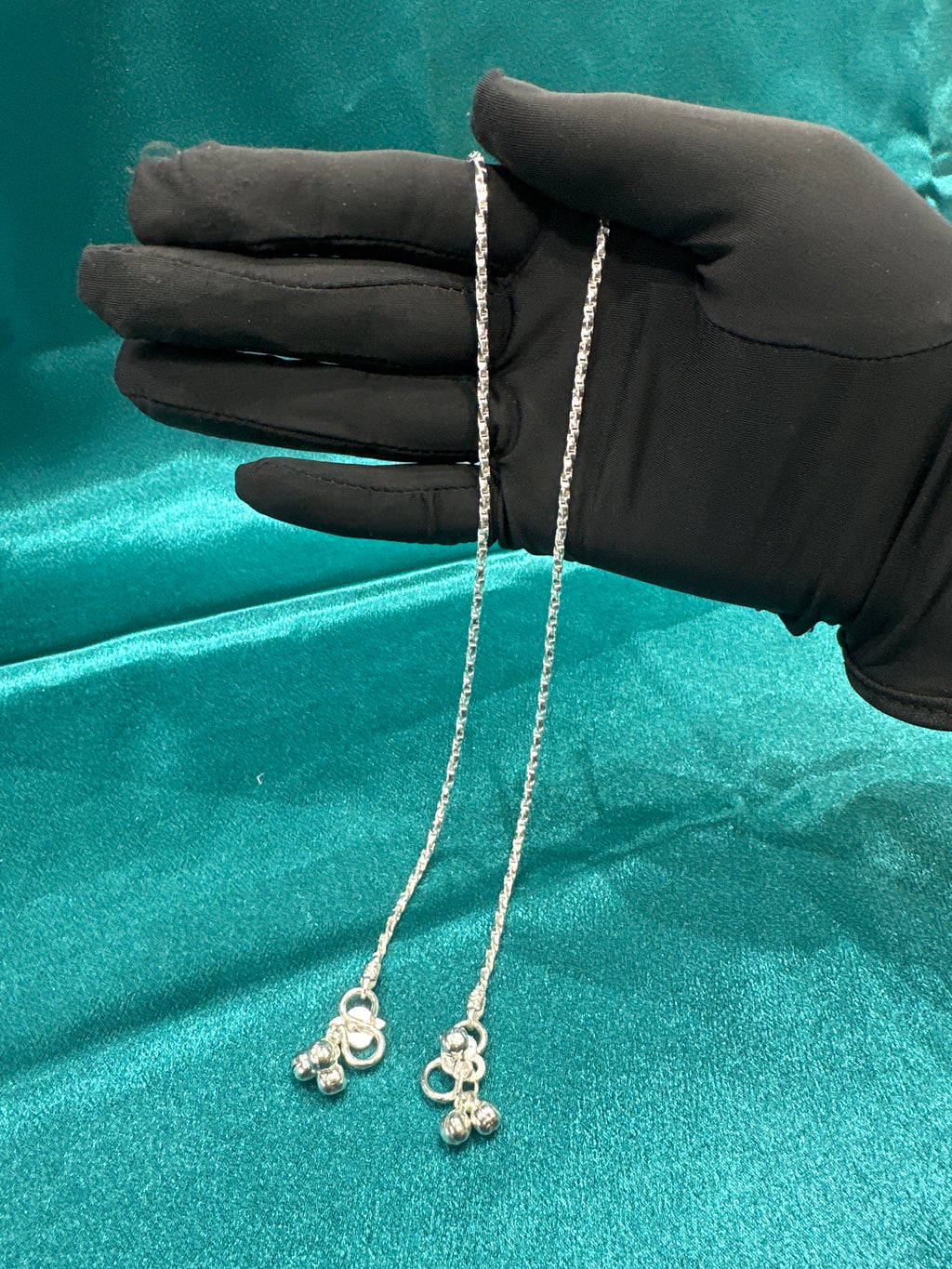 Fancy Lightweight Silver Anklets In a Twisted Rope Design