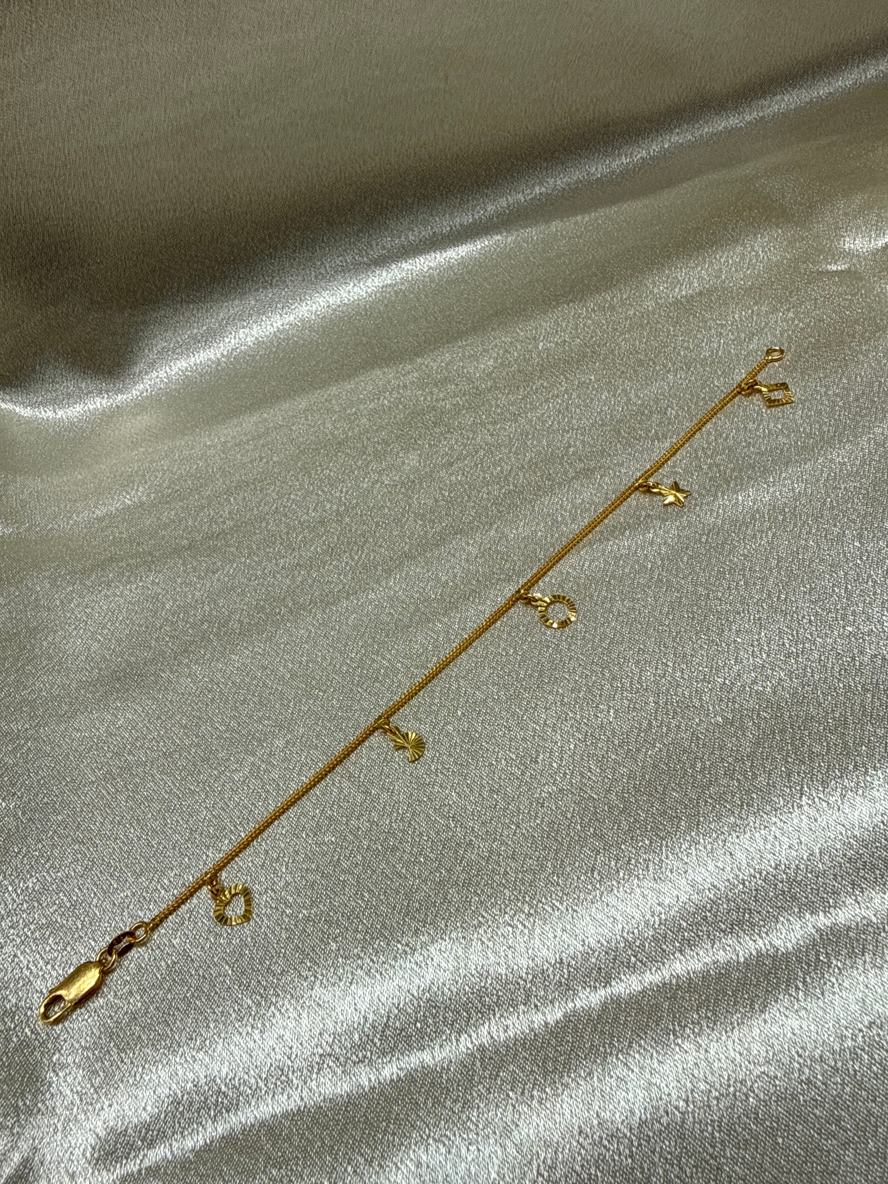22k Gold Bracelet With Hanging Charms