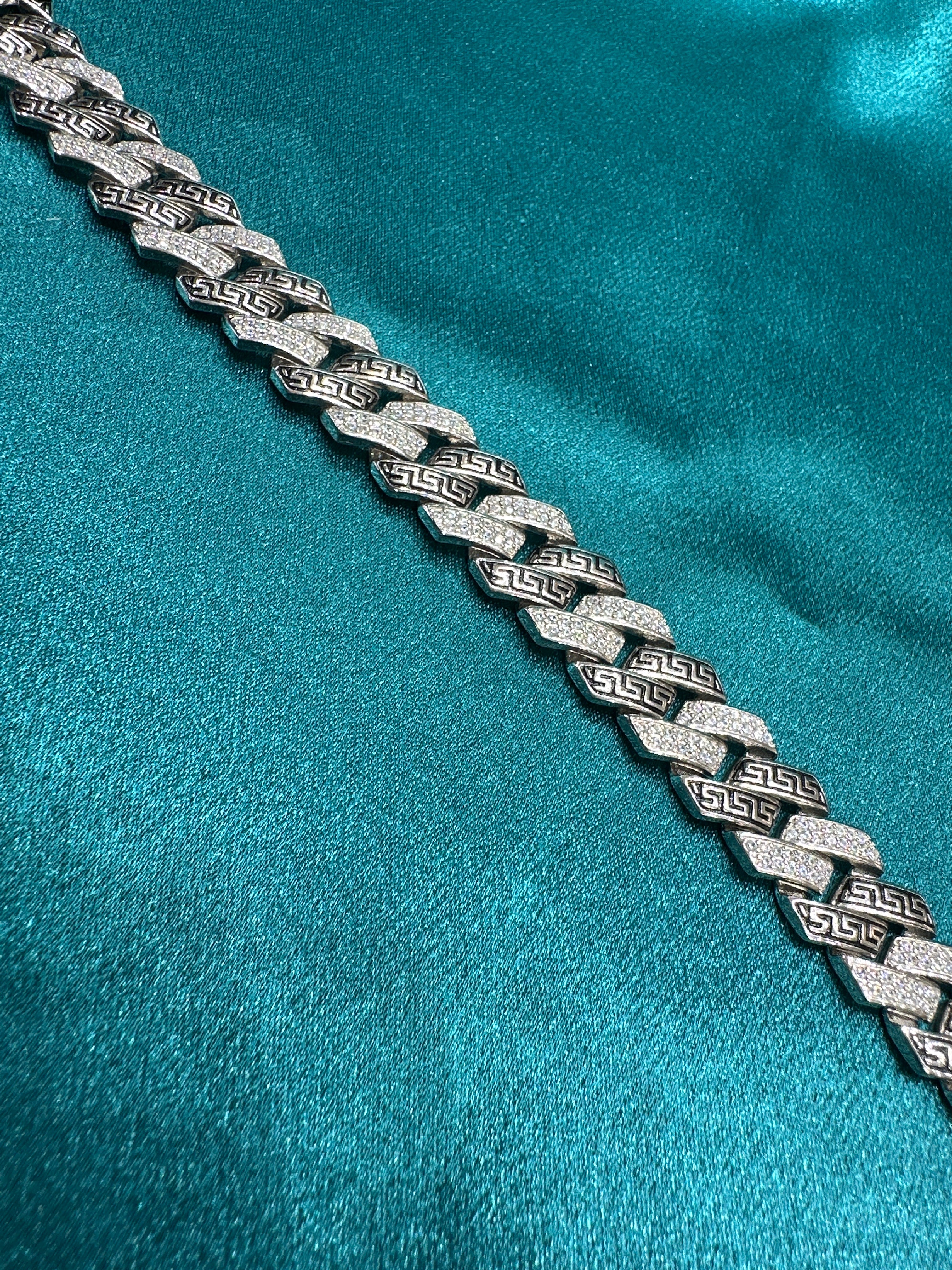 Men’s iced out silver 925 bracelet w/ CZ diamonds (15mm)