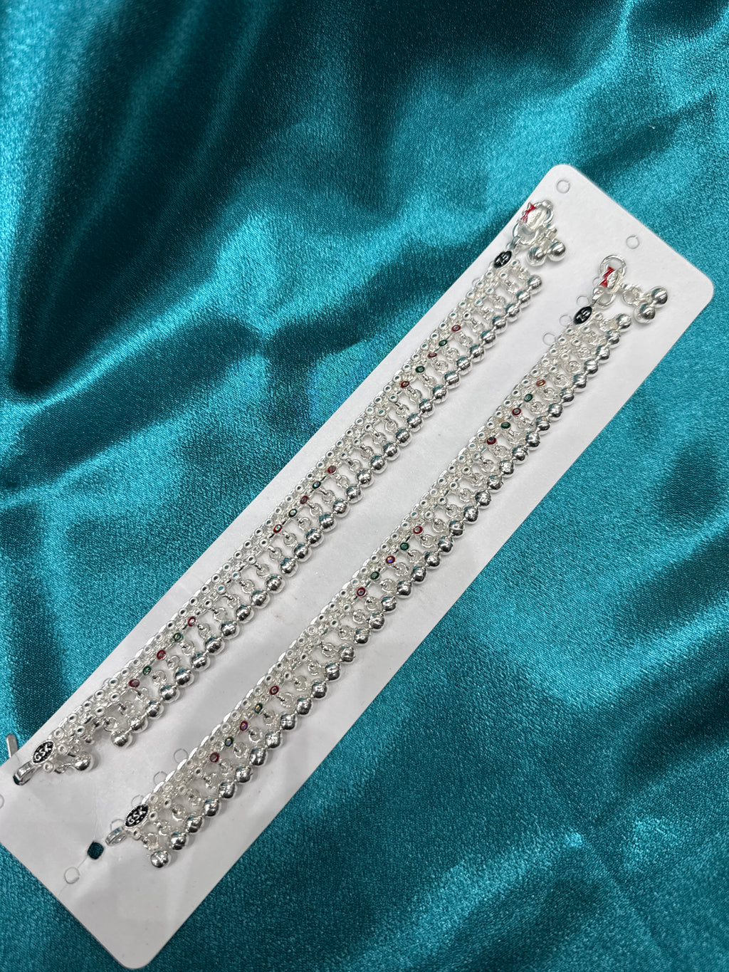 Kids fancy silver anklets (Size: 10-12 year old)