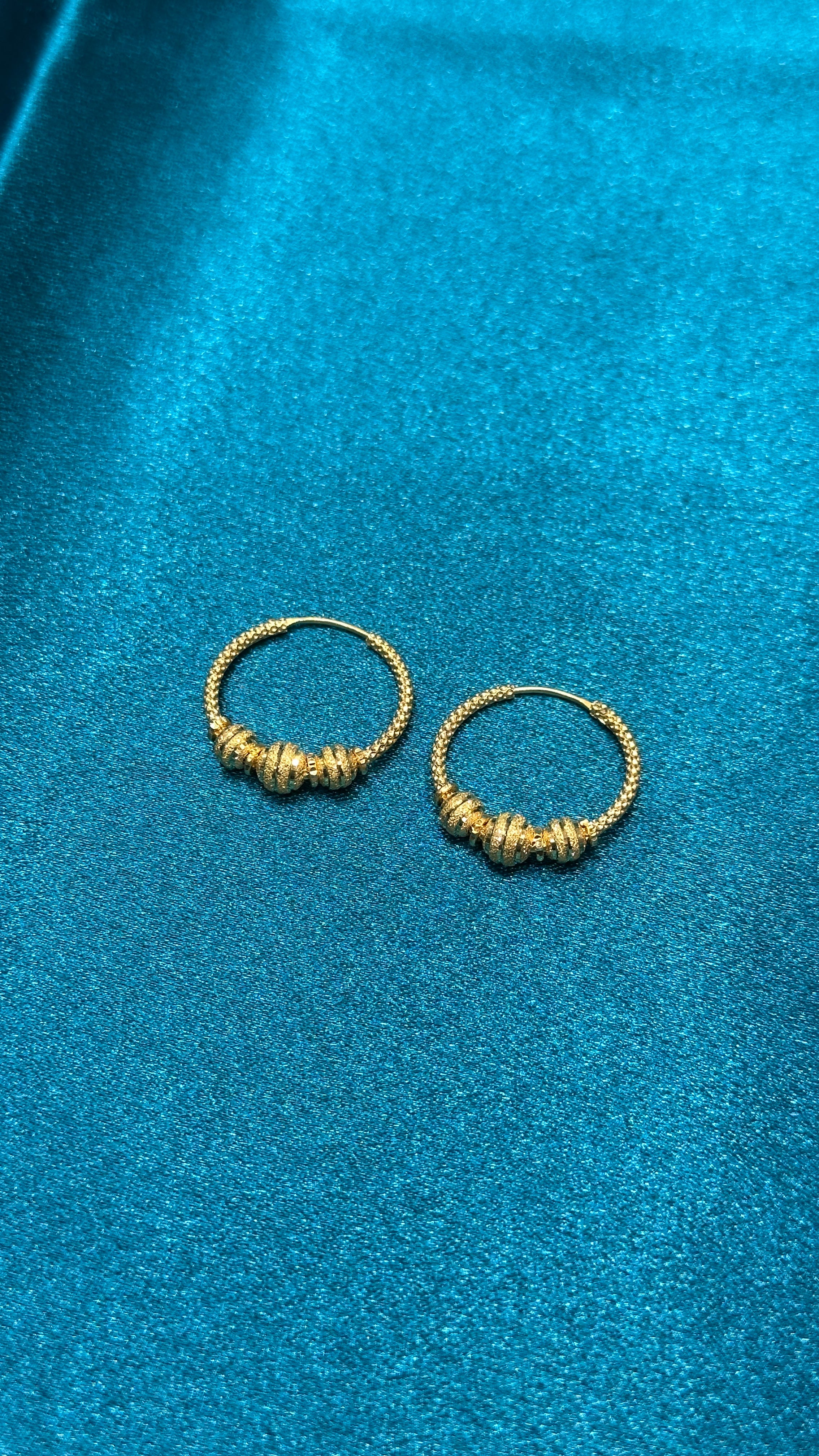 22K Gold Fancy Hoops With Designer Beads