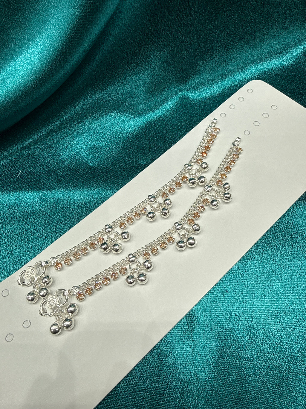 Kids fancy silver anklets (Size: 2-3 year old)