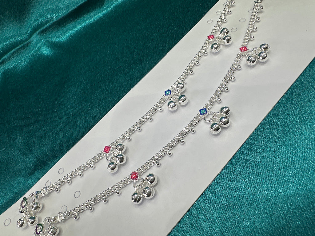 Fancy Silver baby anklet(Size: 10- 12 year old)