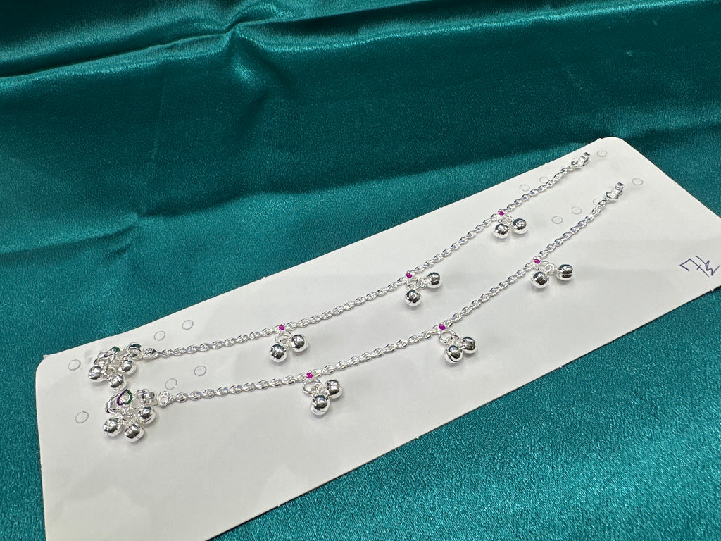 Fancy Silver baby anklet(Size: 10- 12 year old)