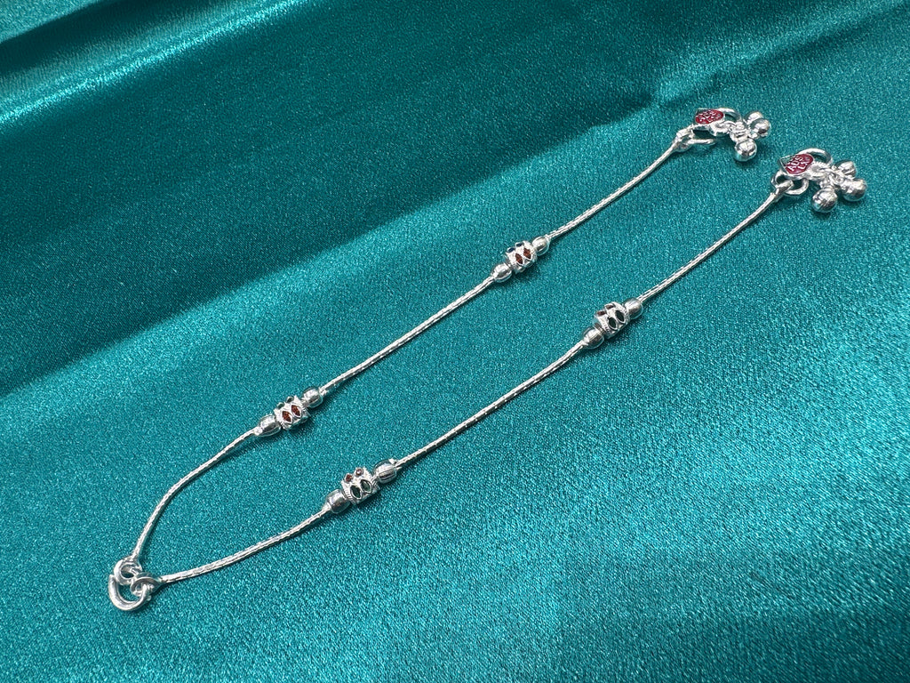 Fancy Silver baby anklet(Size: 6-9 year old)